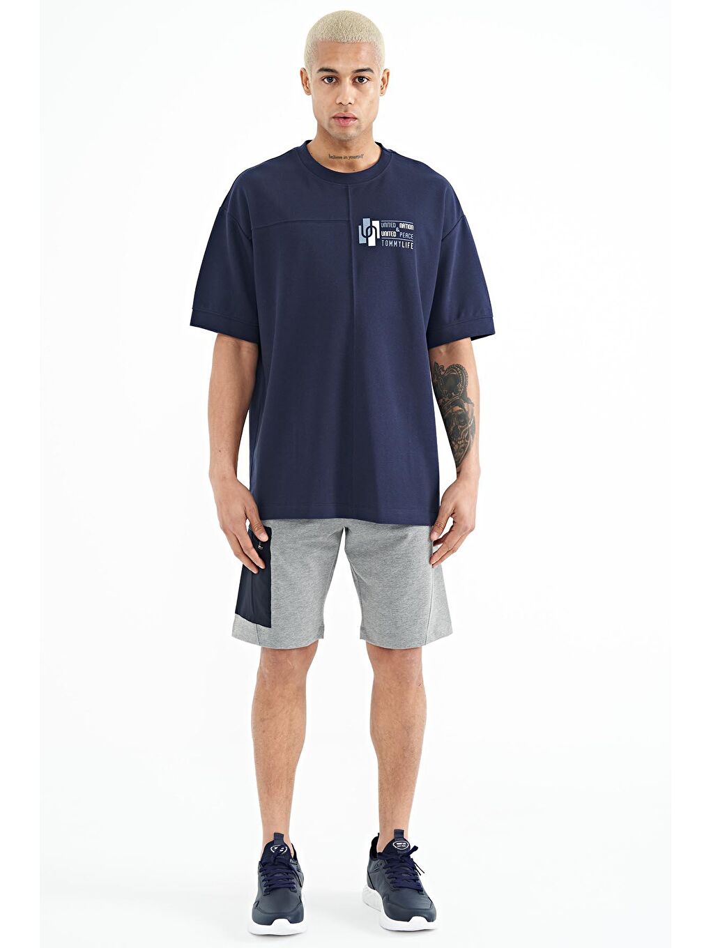 Gri Melanj Kargo Cep Detaylı Bağcıklı Standart Kalıp Erkek Şort - 81258