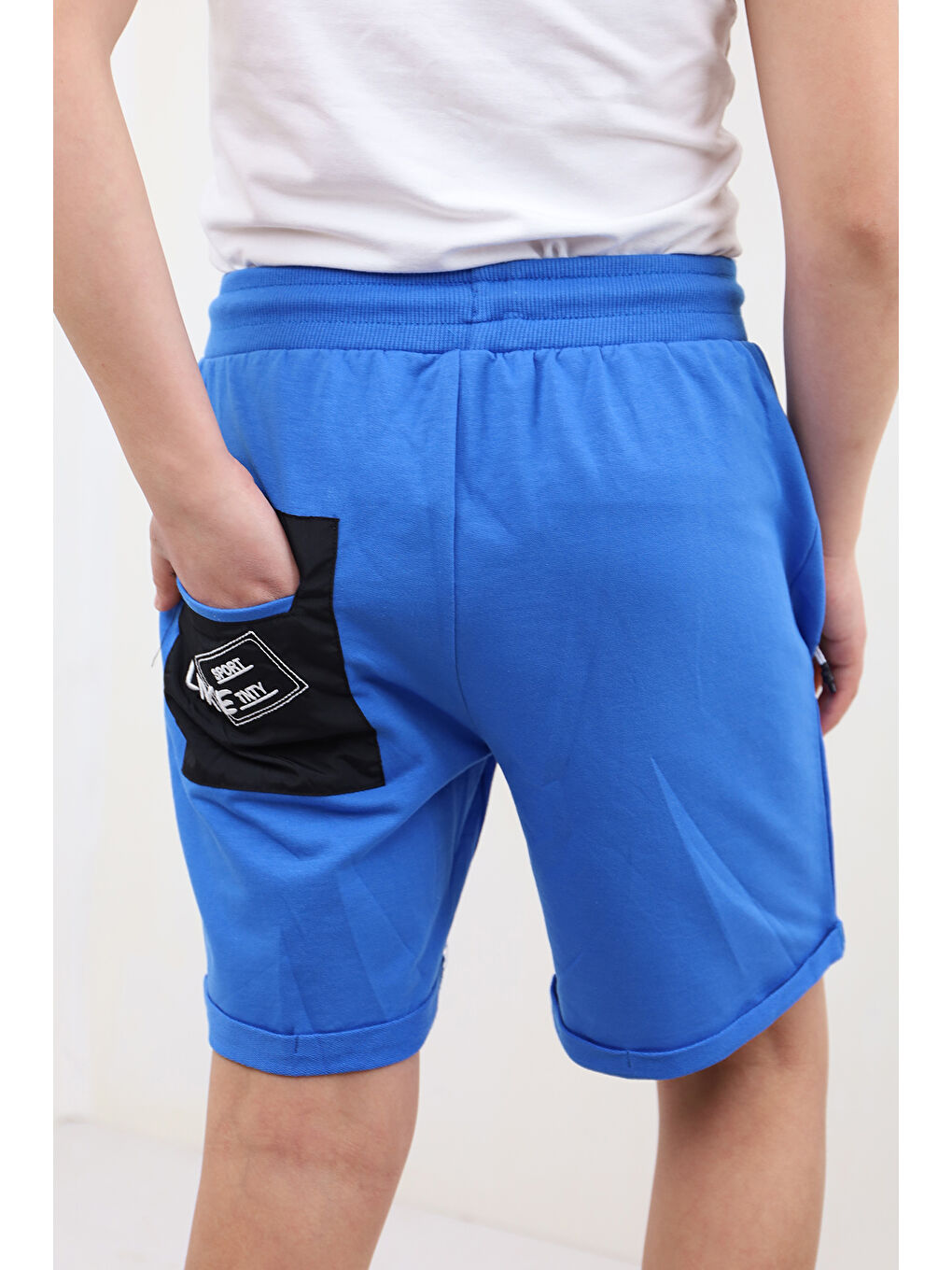 Mavi Erkek Çocuk Arka Cep Detaylı Sport Like Tnty Nakışlı Şort-1