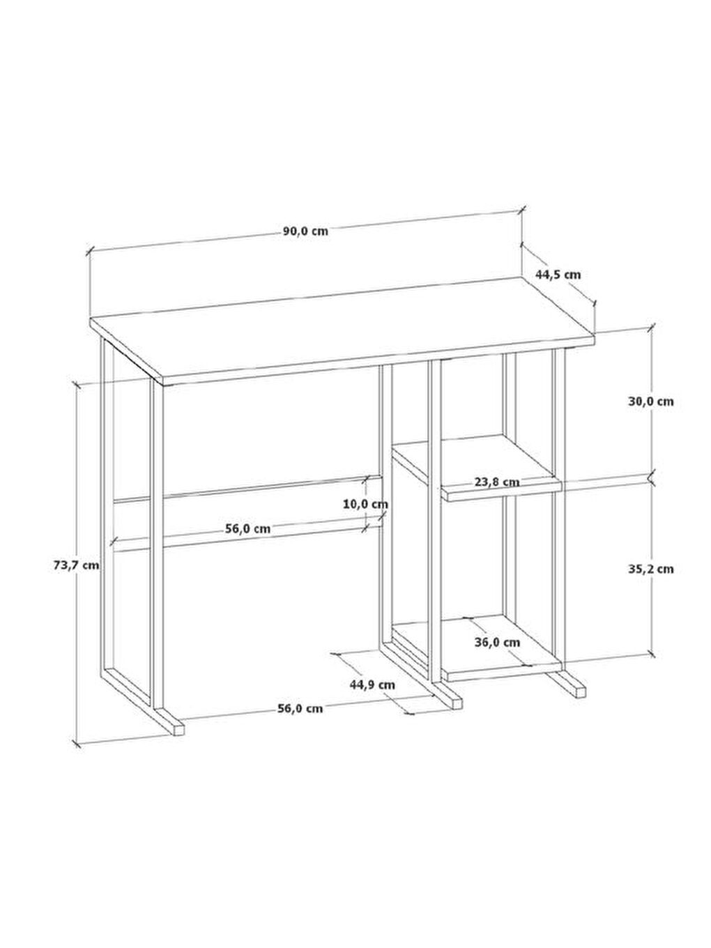 Kahverengi Raflı Çalışma Masası - Atlantik Çam-8