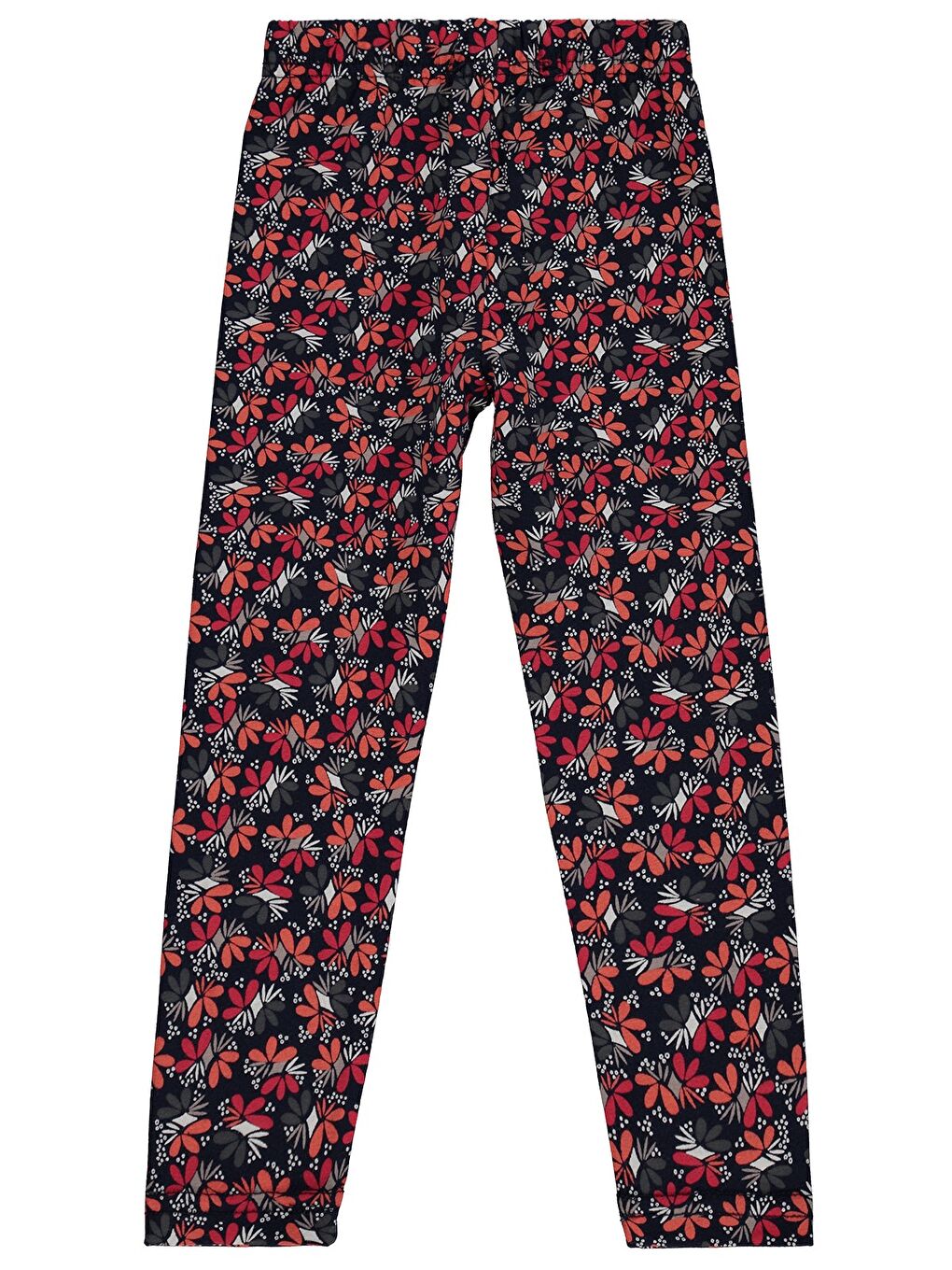 Girls Çiçek Desenli 6-9 Yaş Tayt - Siyah-1