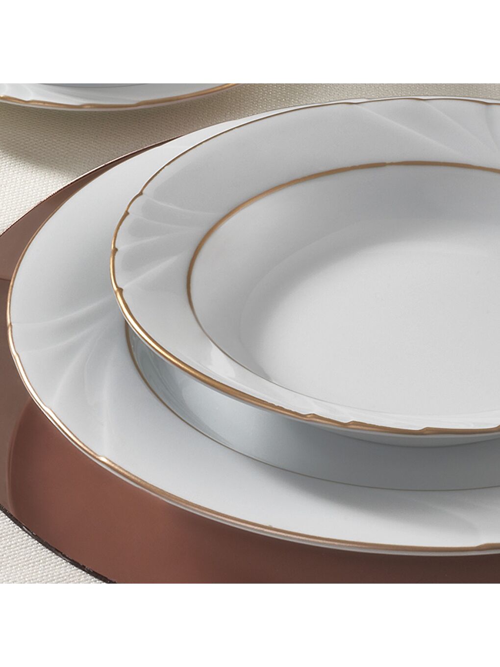 Ekru Soprano 18 Parça 6 Kişilik Yaldızlı Yemek Takımı-1