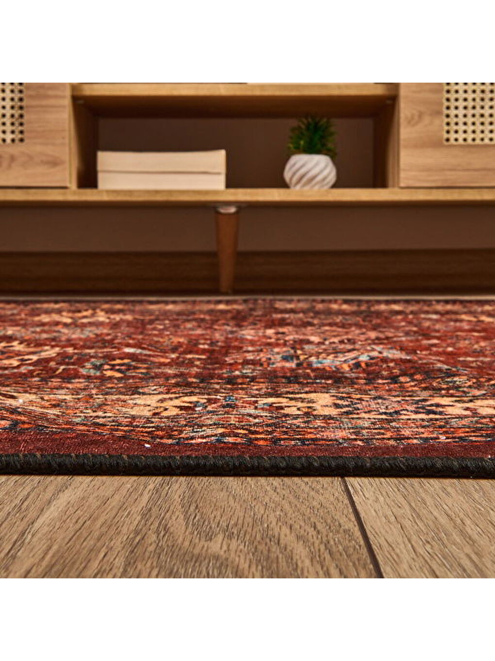 Soft Line Afgan Desenli Halı - Kırmızı - 120x180 cm-3