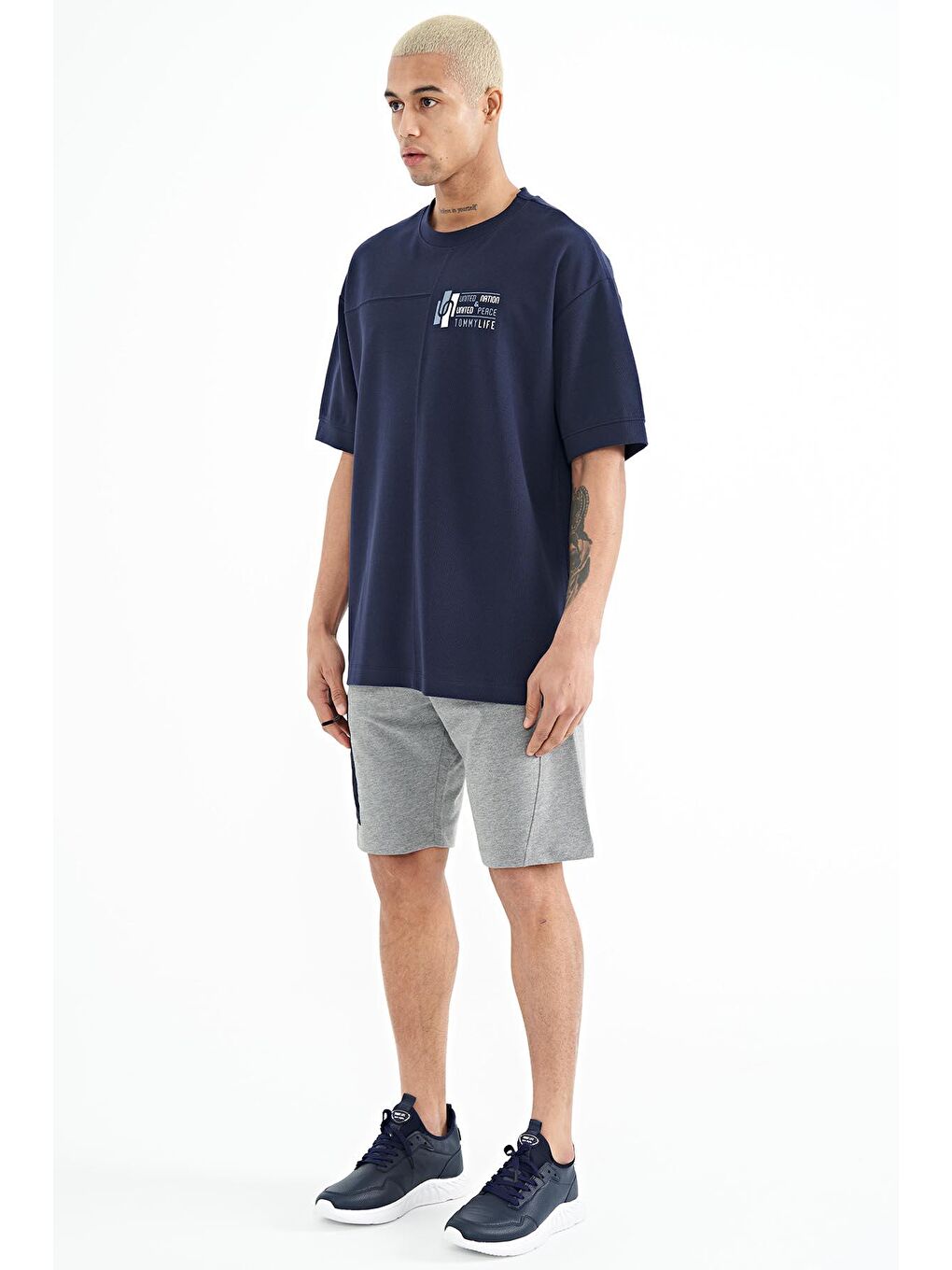 Gri Melanj Kargo Cep Detaylı Bağcıklı Standart Kalıp Erkek Şort - 81258-2