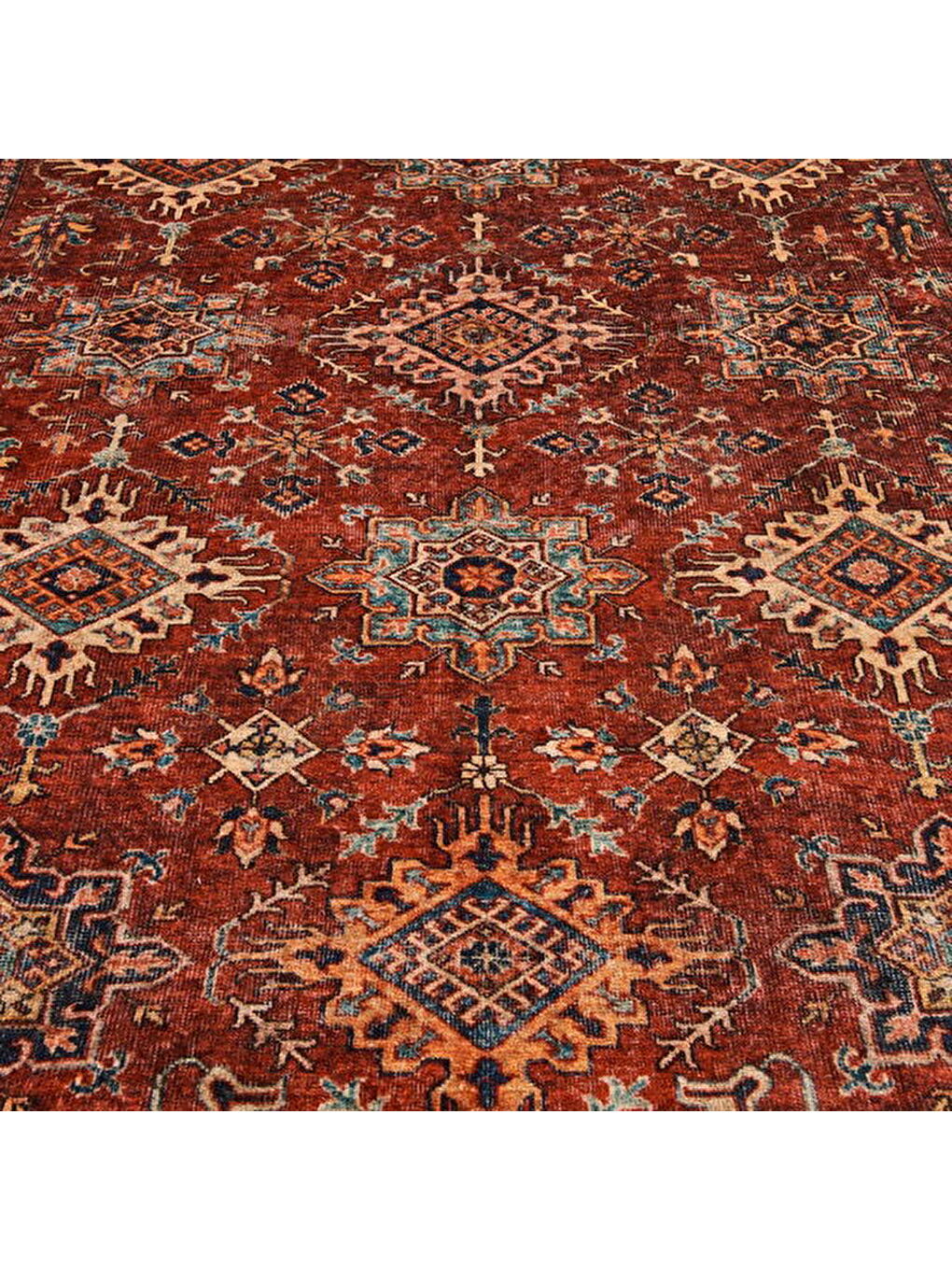 Soft Line Afgan Desenli Halı - Kırmızı - 120x180 cm-5