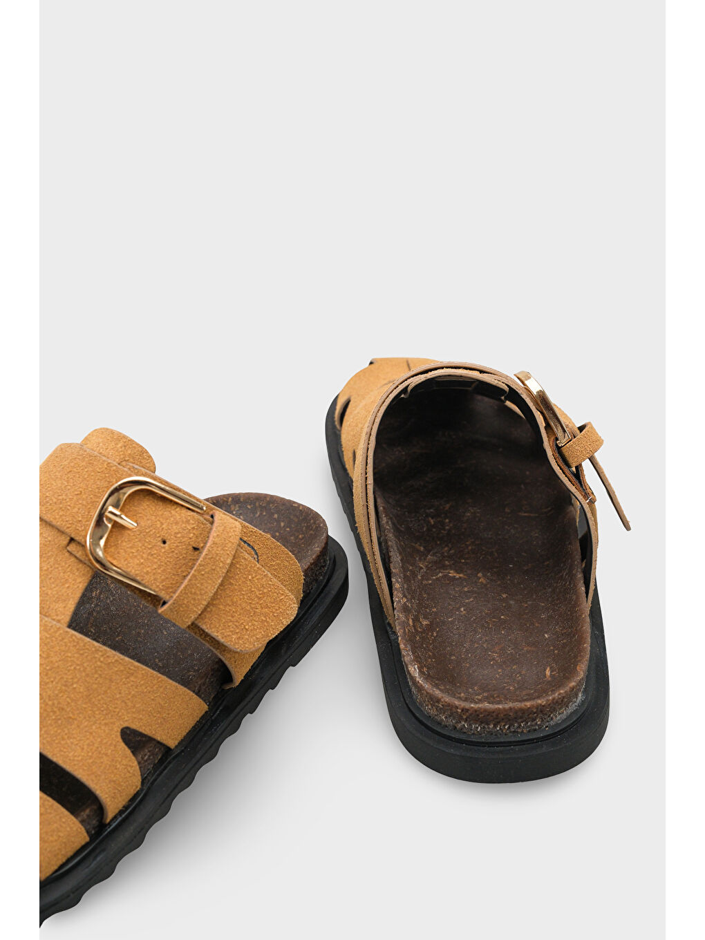 Kahverengi Abbie Gladyatör Tokalı Kadın Terlik-3