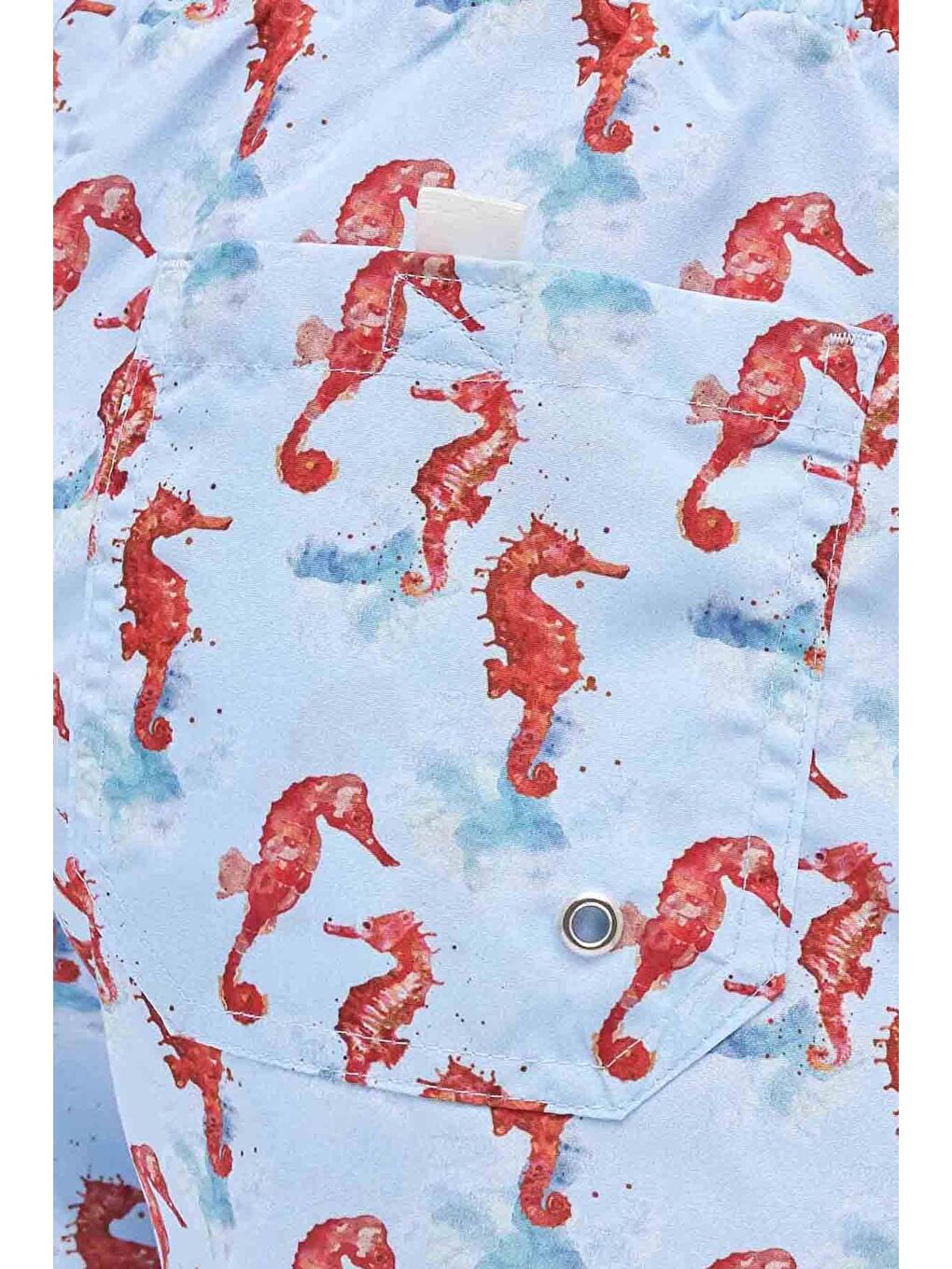 Karışık Erkek Standart Fit Hızlı Kuruyan Desenli Mavi Mayo Deniz Şortu-2