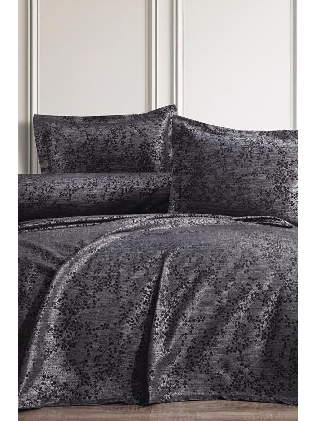 Burçak 3 Parça Çift Kişilik Pike Takımı 240x260 Antrasit