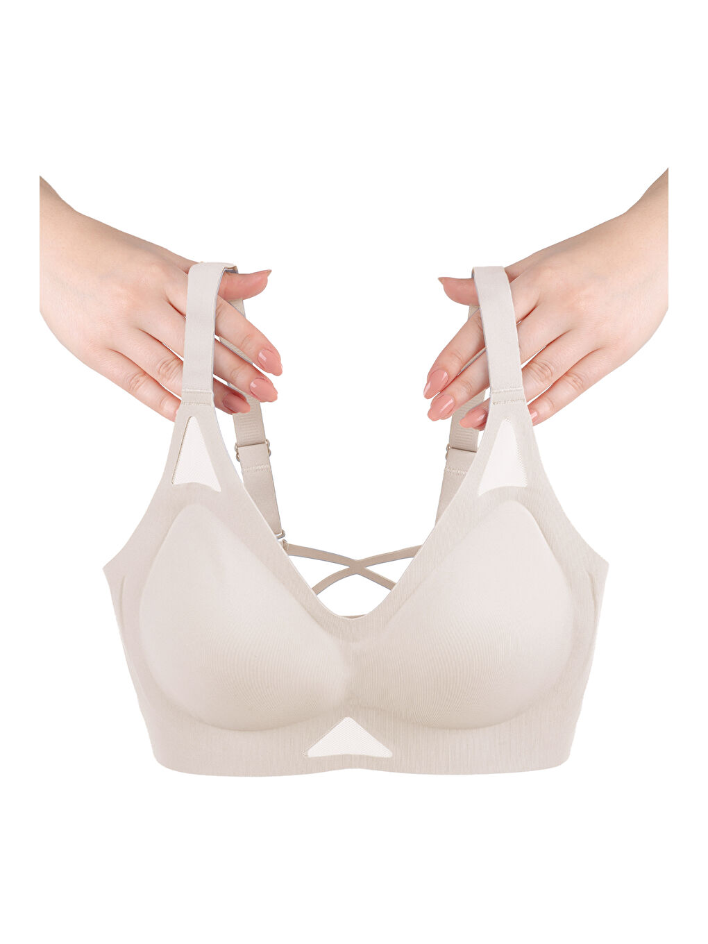 Ekru Balensiz Push Up Dikişsiz Çıkarılabilir Pedli Nefes Alan Sporcu Sütyen