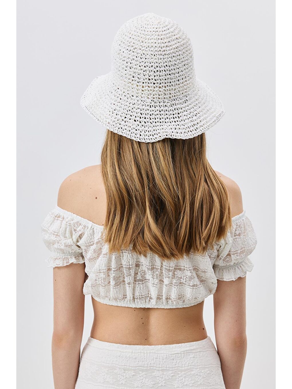 El Örgüsü Hasır Şapka Y8208 Beyaz-1