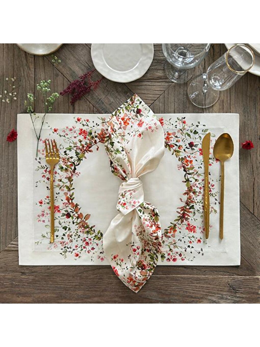 Karışık Çiçek Desenli 2'li Supla - Renkli - 45 cm