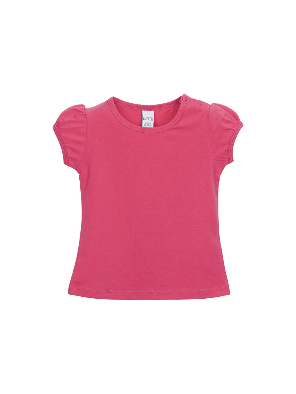 Fuşya Basic Kız Bebek Çıtçıtlı Sıfır Yaka Karpuz Kol Tişört