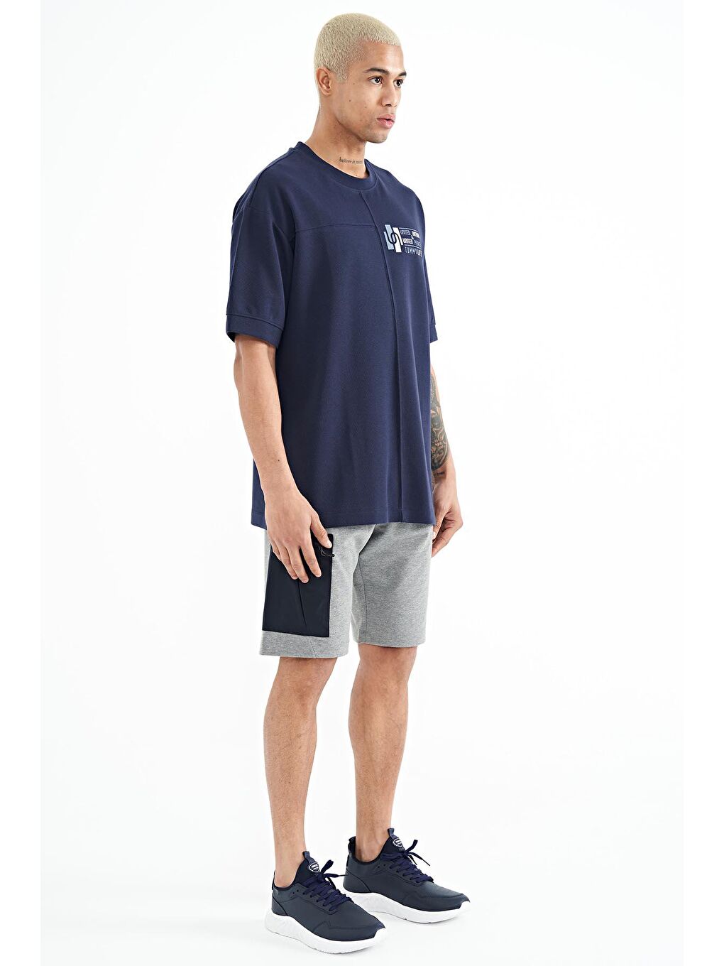 Gri Melanj Kargo Cep Detaylı Bağcıklı Standart Kalıp Erkek Şort - 81258-4