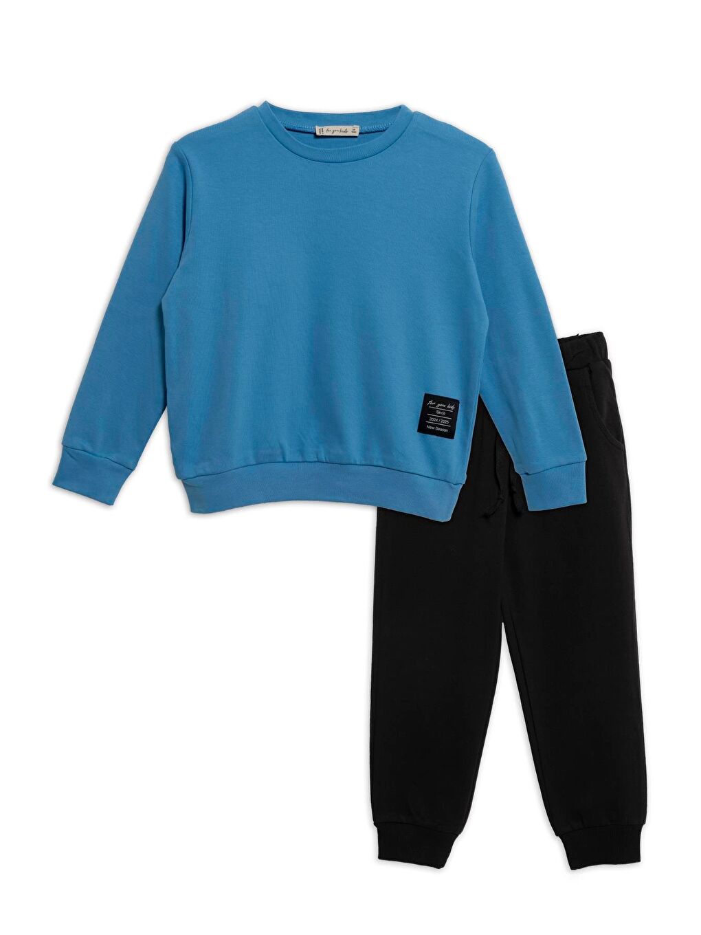 For You Kids 2'Li Etiket Detaylı Sweatshirt Lacivert Jogger Takım