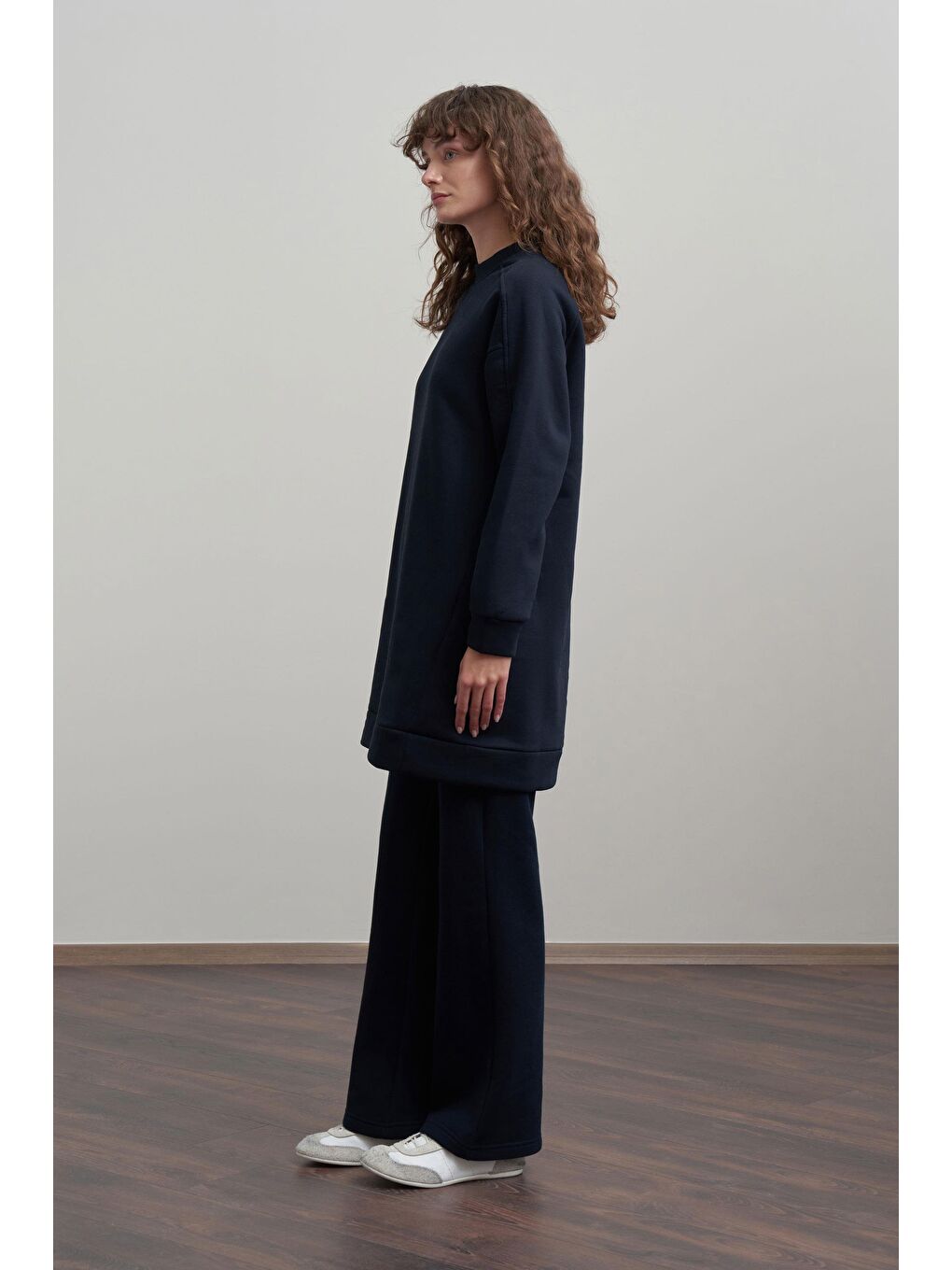 Lacivert-Pamuklu Uzun Kollu Sweatshirt-2