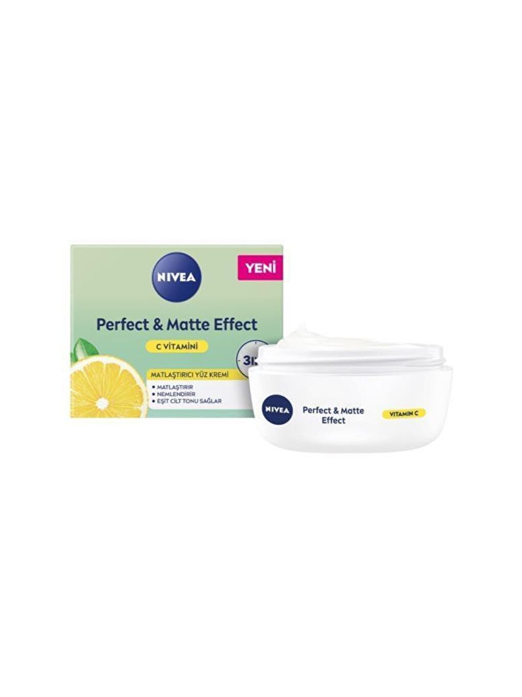 NIVEA Şeffaf Perfect&Matte Effect C Vitaminli Yüz Bakım Kremi (50 ml), Matlaştırıcı, Ne mlendirici Yüz Kremi, - 1