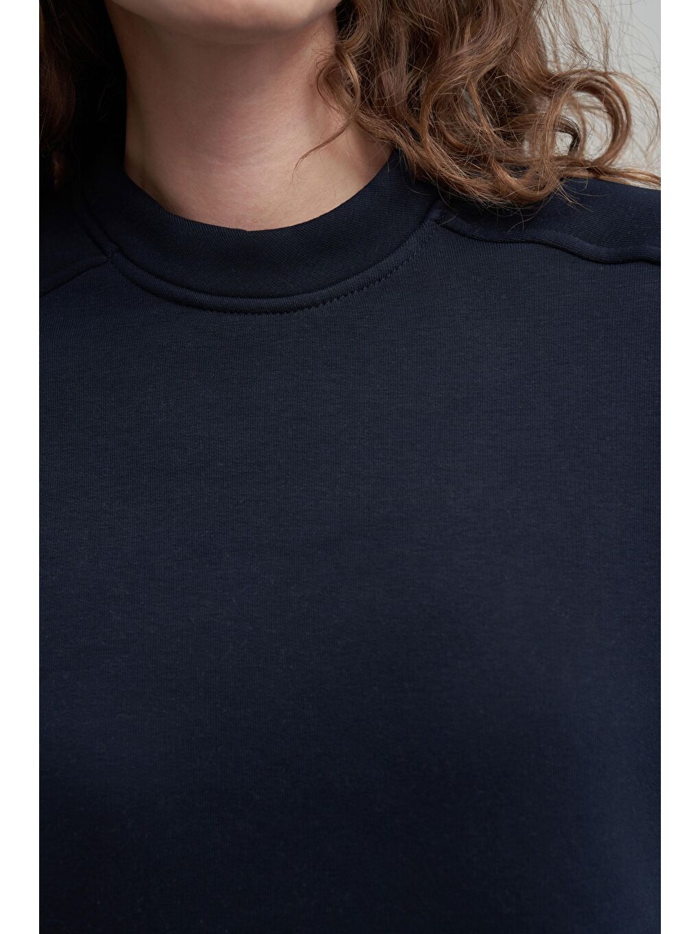 Lacivert-Pamuklu Uzun Kollu Sweatshirt-4