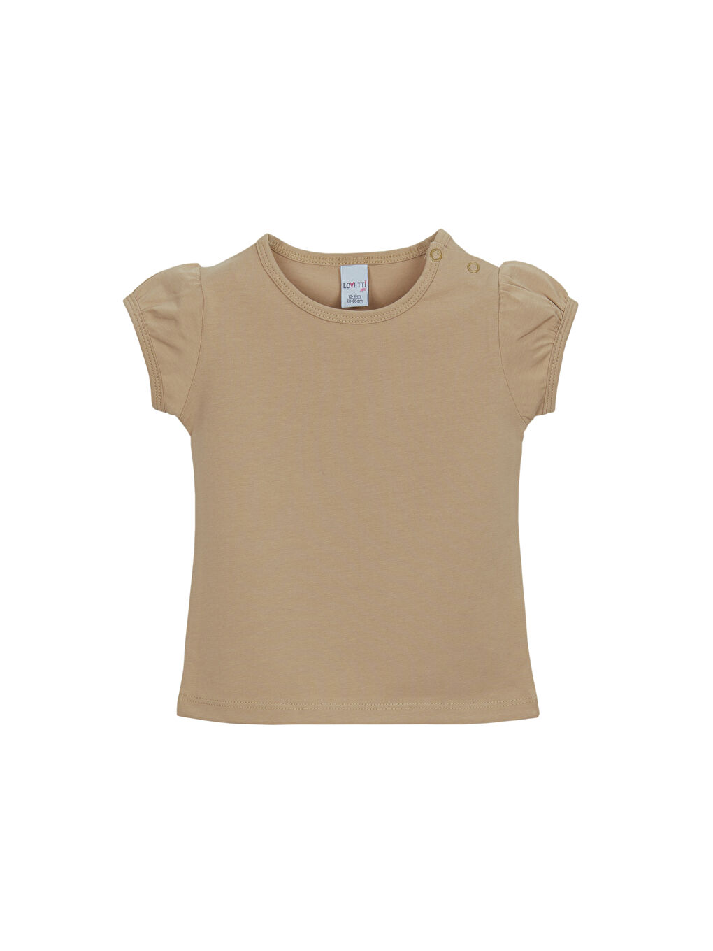 Kahverengi Sütlü Kahve Basic Kız Bebek Çıtçıtlı Sıfır Yaka Karpuz Kol Tişört