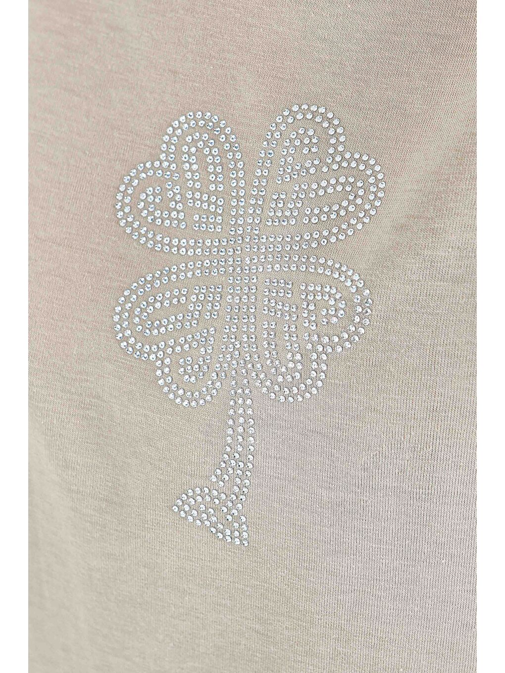 Uzun Kollu Taşlı Süprem Tunik Bej - 27582-3