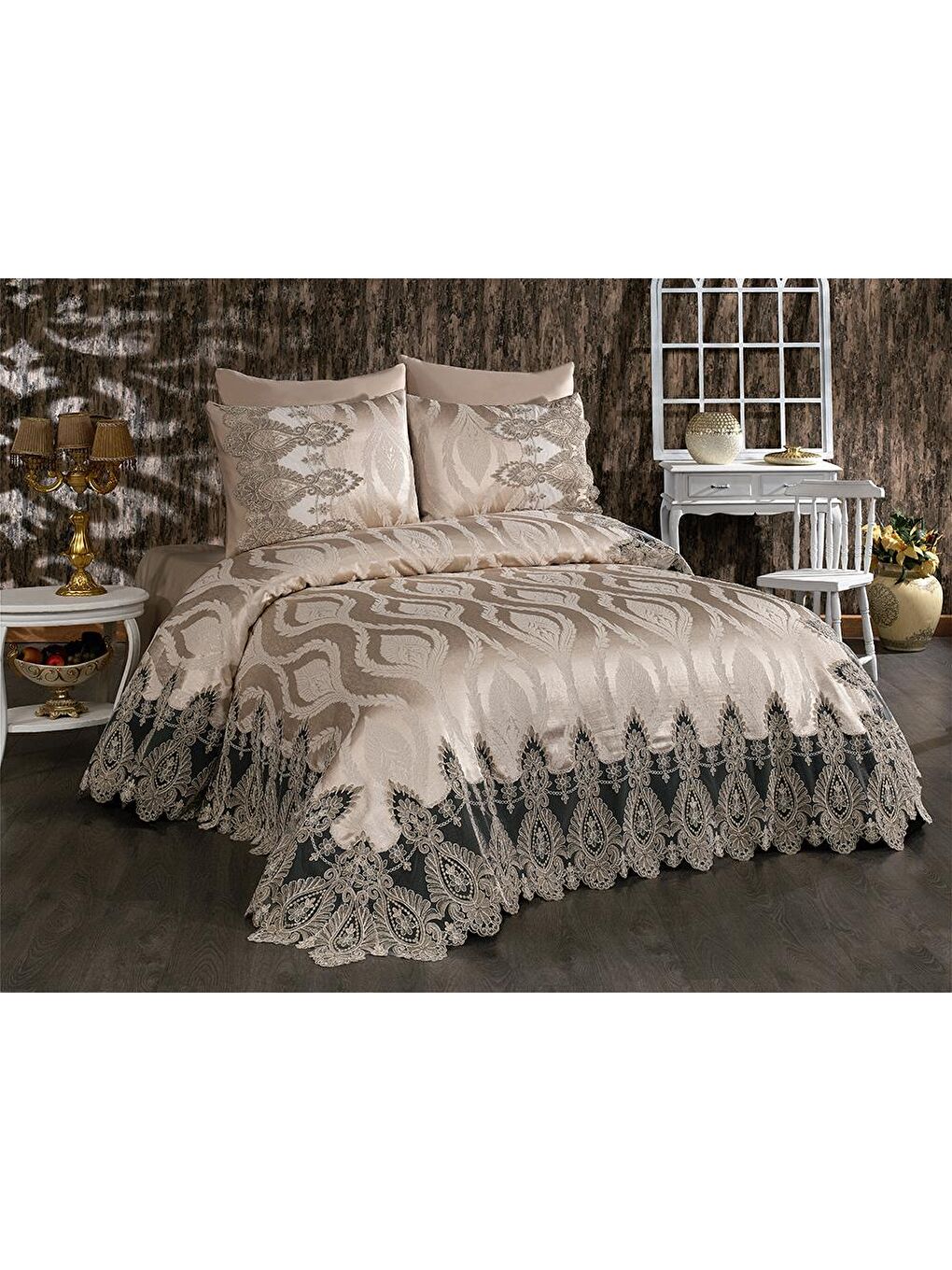 İsabel Çift Kişilik Pike Takımı Takımı Bej