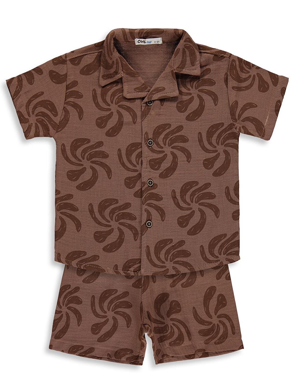 Kahverengi Boys Empirme Gömlekli 2-5 Yaş Takım - Kahve