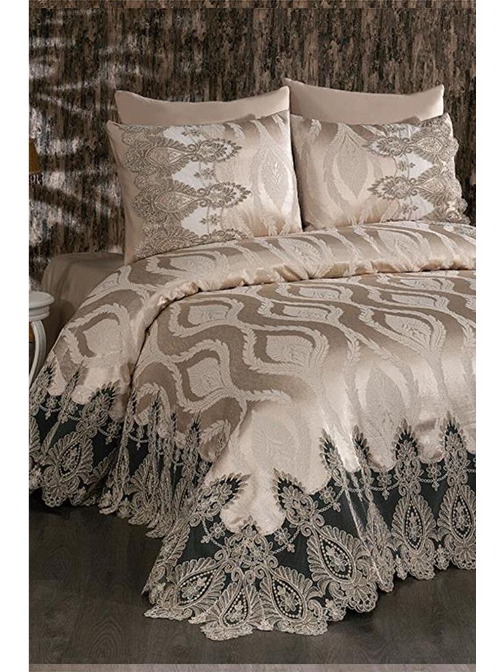 İsabel Çift Kişilik Pike Takımı Takımı Bej-1