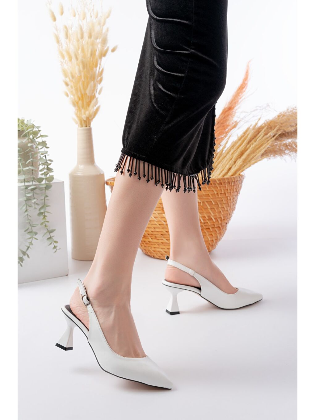 Kadın Harmony Beyaz Cilt Topuklu Ayakkabı