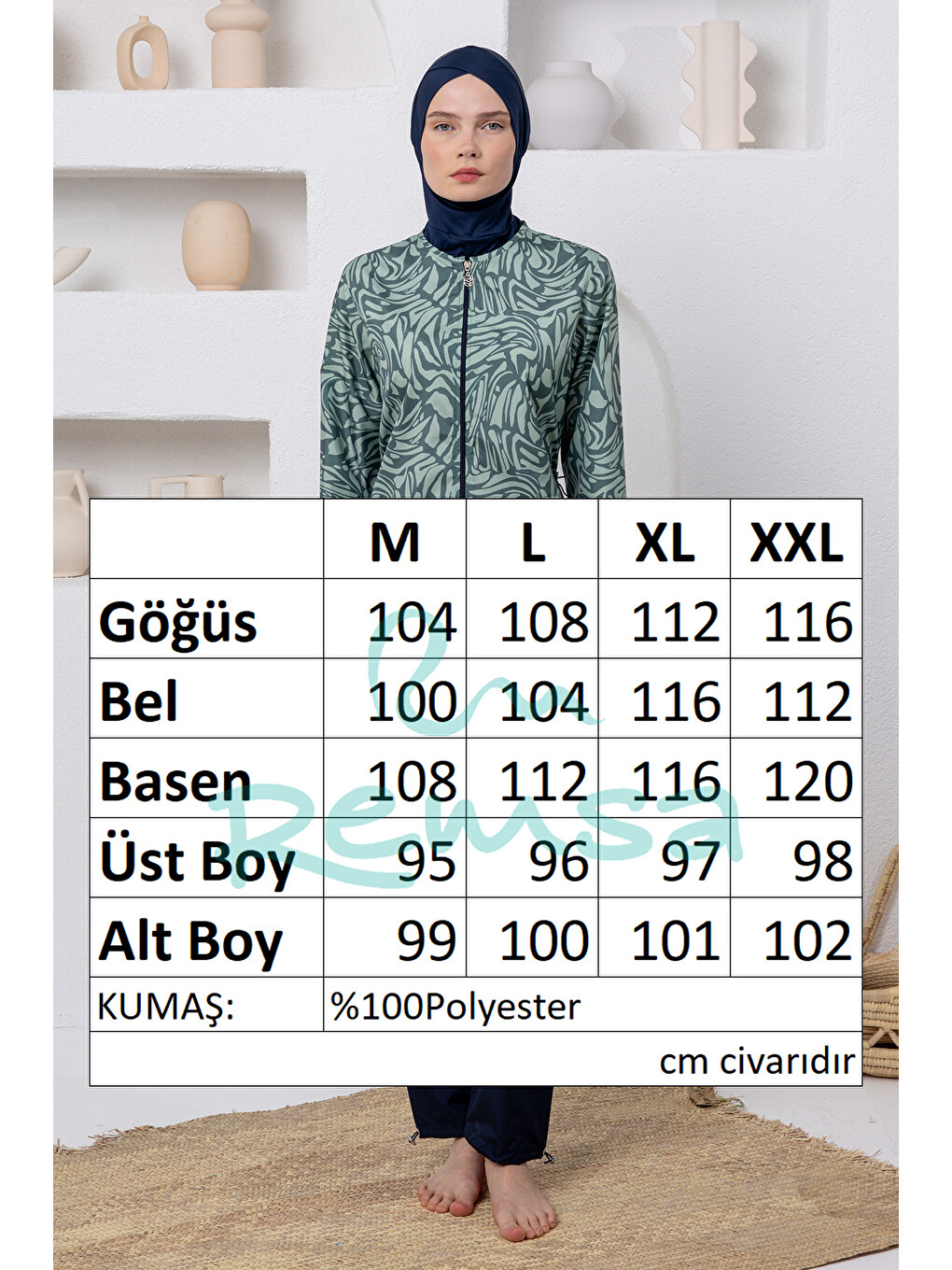 Paraşüt Tam Kapalı Tesettür Mayo 3508 Koyu Lacivert-2