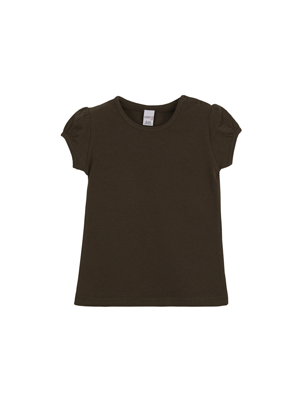 Kahverengi Basic Kız Bebek Çıtçıtlı Sıfır Yaka Karpuz Kol Tişört