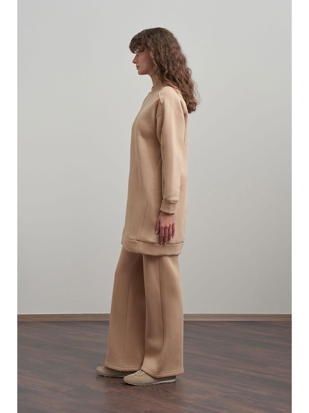 Bej Vizon-Pamuklu Uzun Kollu Sweatshirt-2