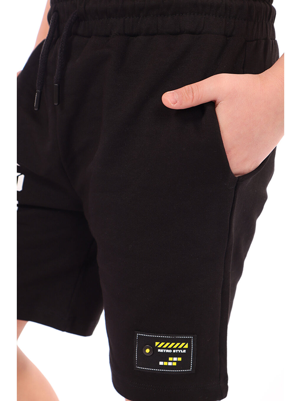 Siyah Erkek Çocuk Kids Baskılı Şort-1