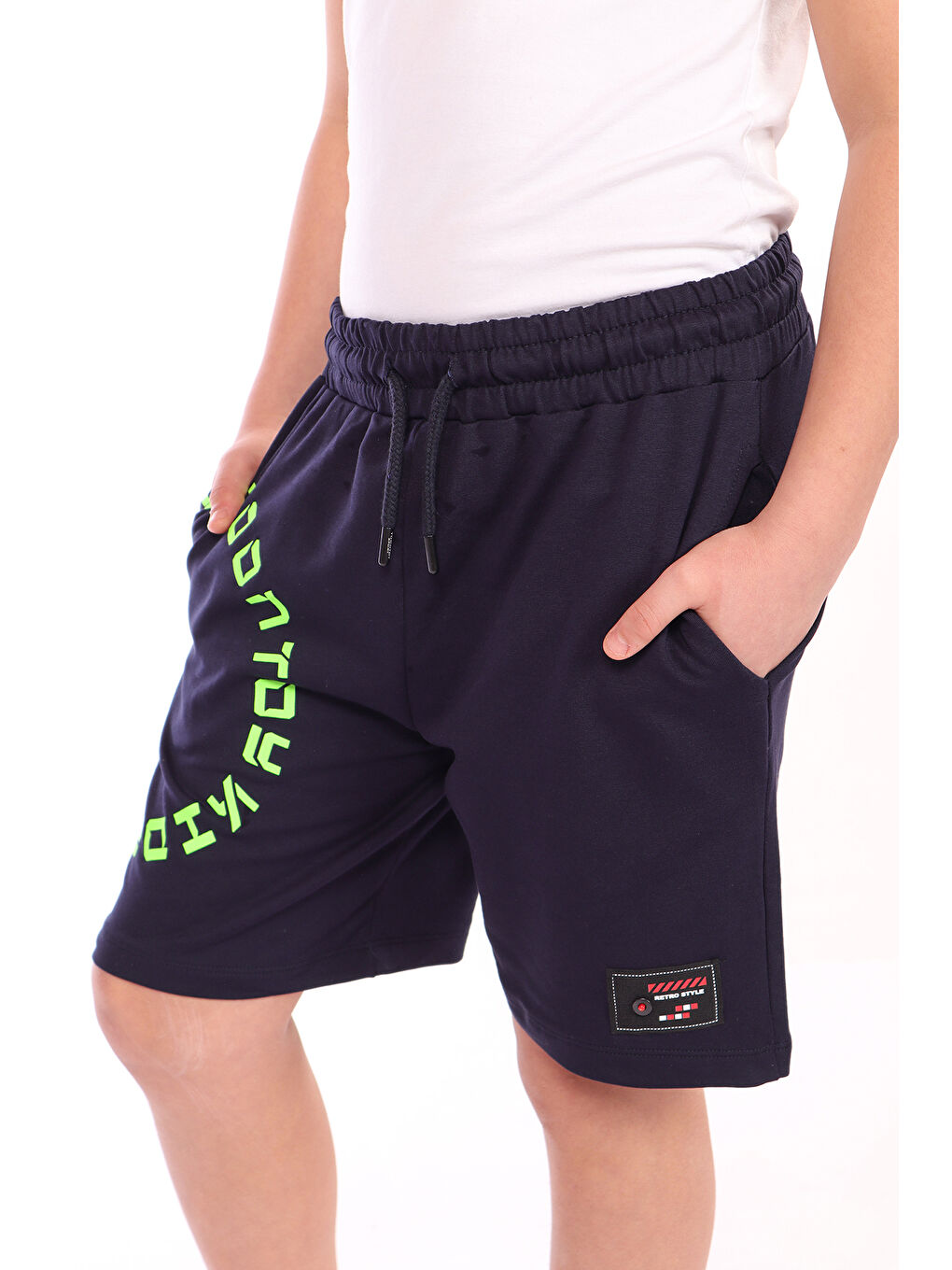 Lacivert Erkek Çocuk Kids Baskılı Şort-1