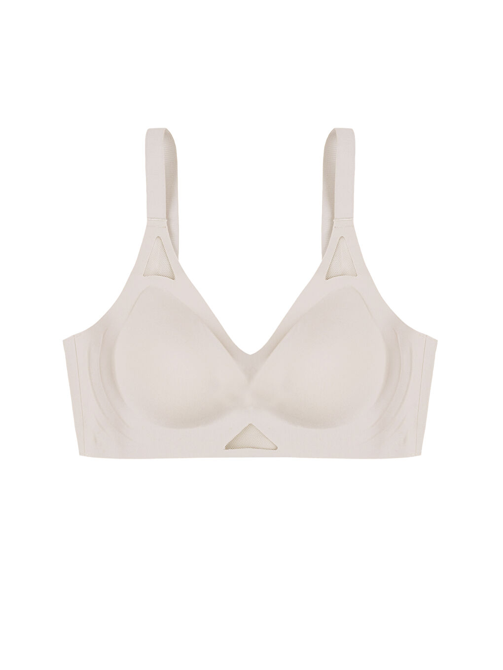 Ekru Balensiz Push Up Dikişsiz Çıkarılabilir Pedli Nefes Alan Sporcu Sütyen-2