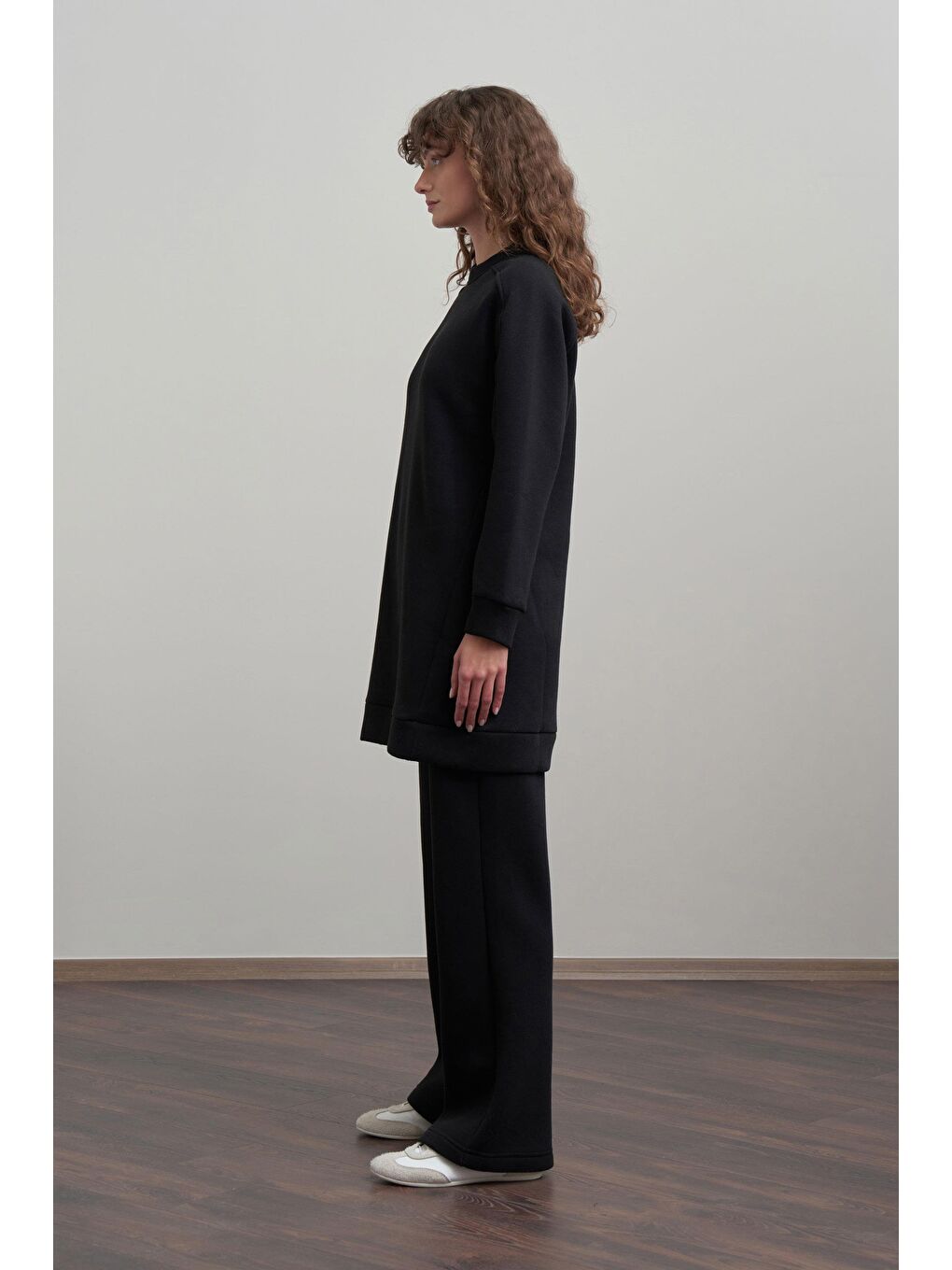 Siyah-Pamuklu Uzun Kollu Sweatshirt-2