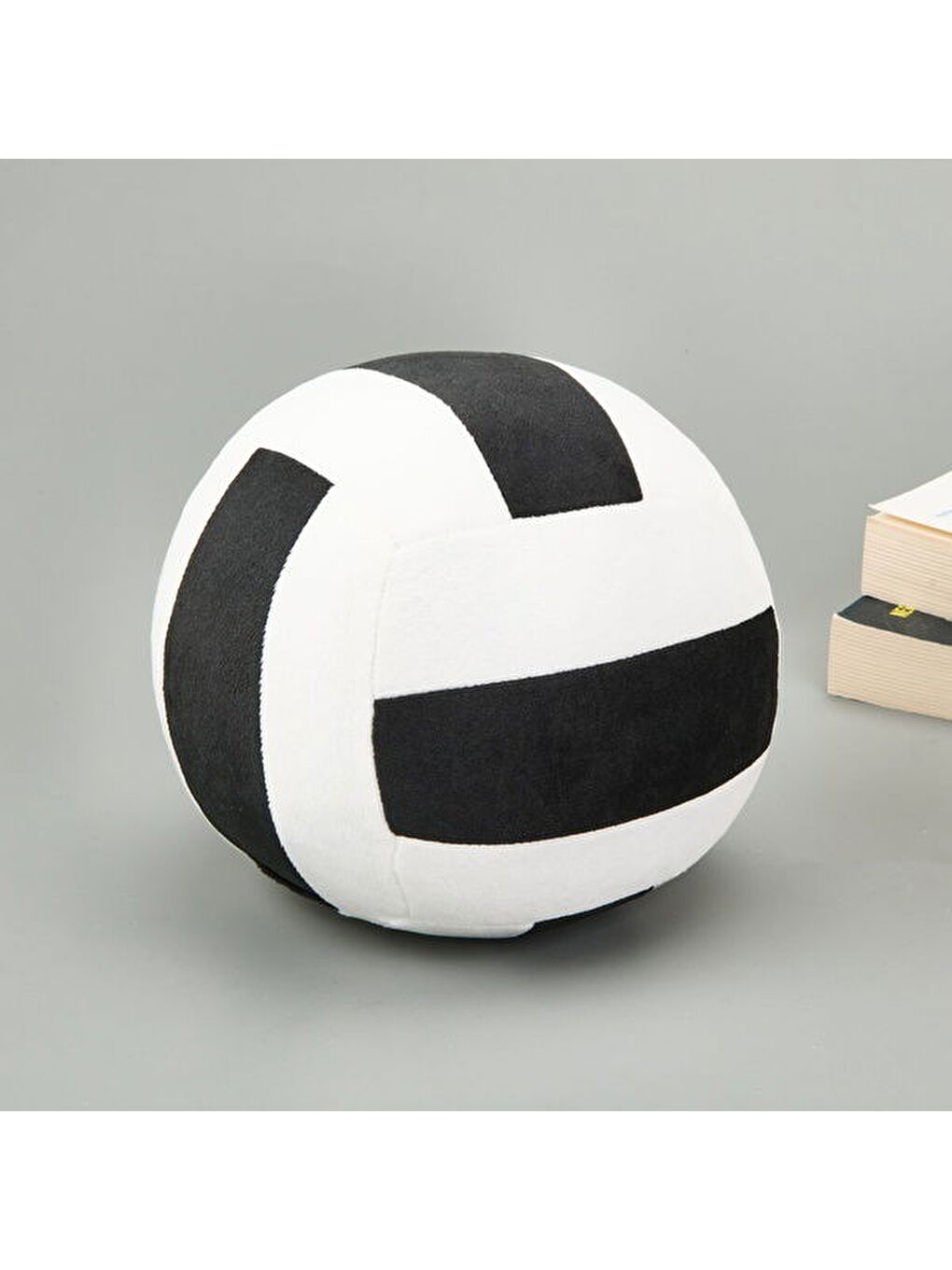 Soft Voleybol Topu Figürlü Yastık - Siyah / Beyaz - 20 cm-1