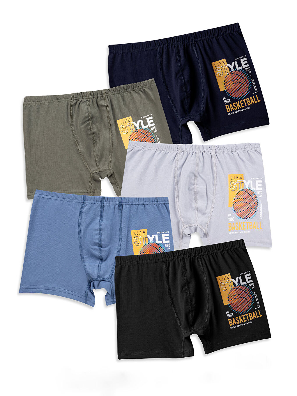 Karışık Erkek Çocuk Pamuklu Boxer 5'li Paket