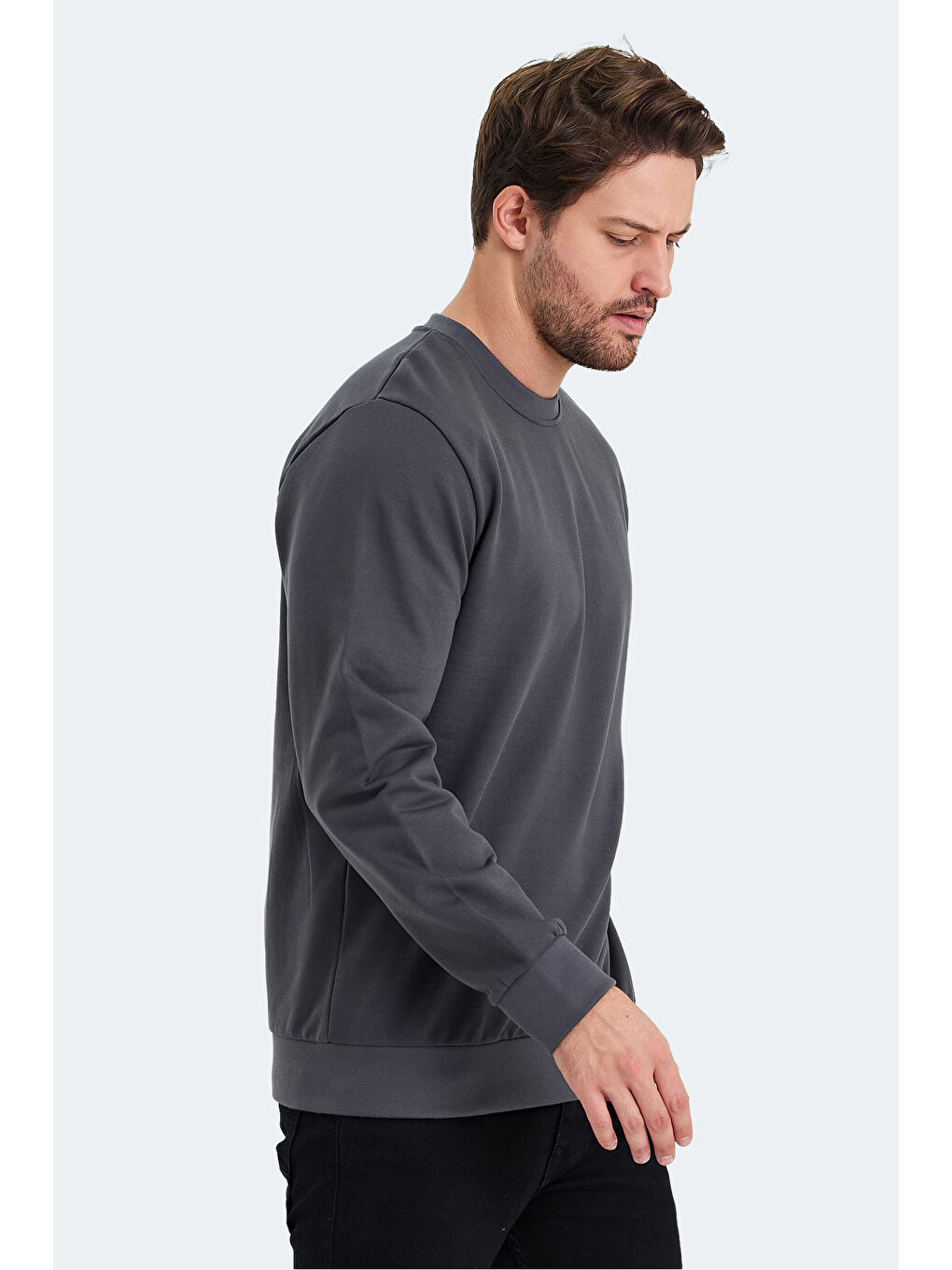 SLAZENGER KONNOR IN Erkek Sweatshirt Koyu Gri - 5