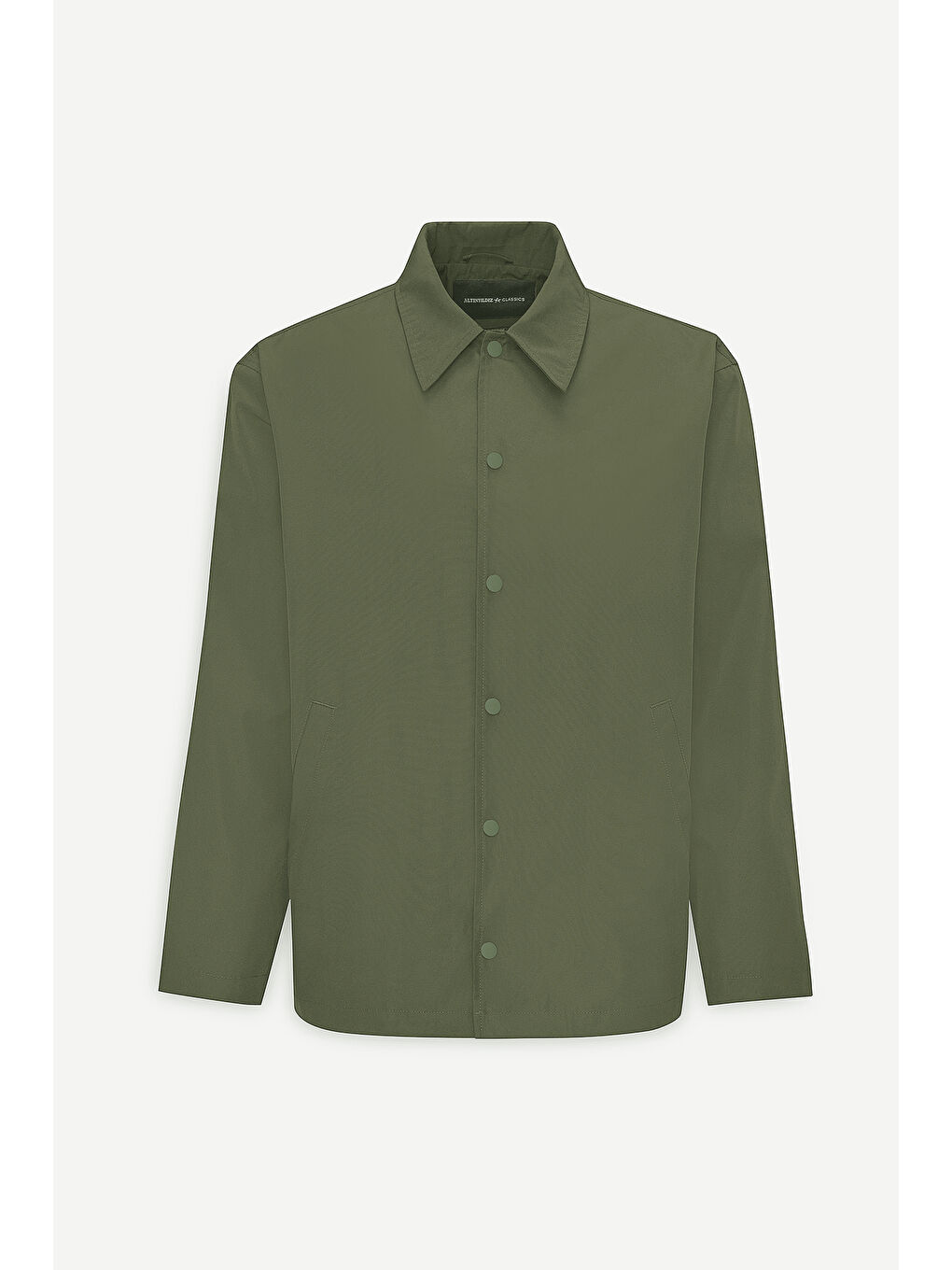 Erkek Haki Standart Fit Normal Kesim Gömlek Yaka Cepli Rahat Mont-6