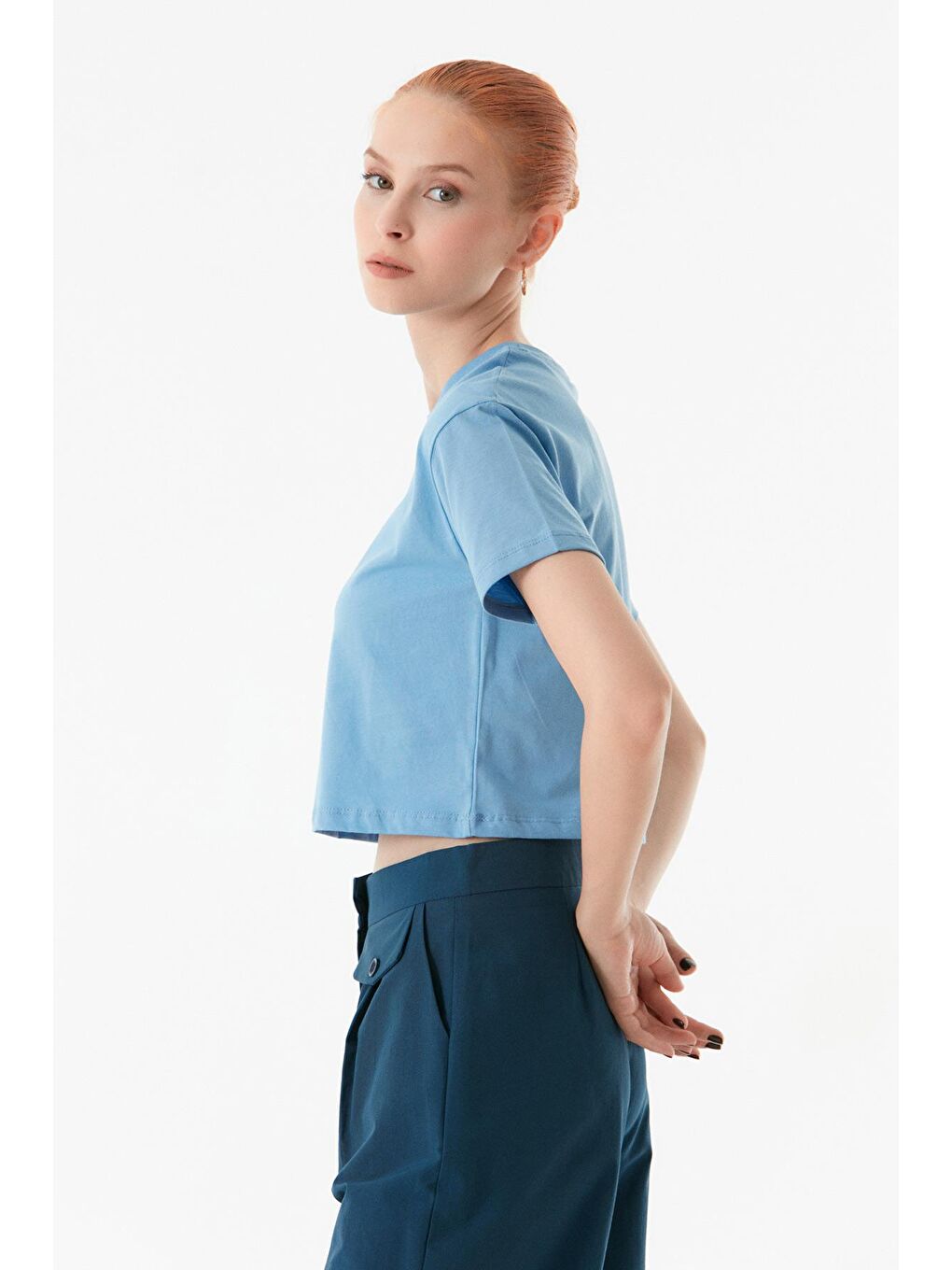 Mavi Basic Bisiklet Yaka Tişört-2