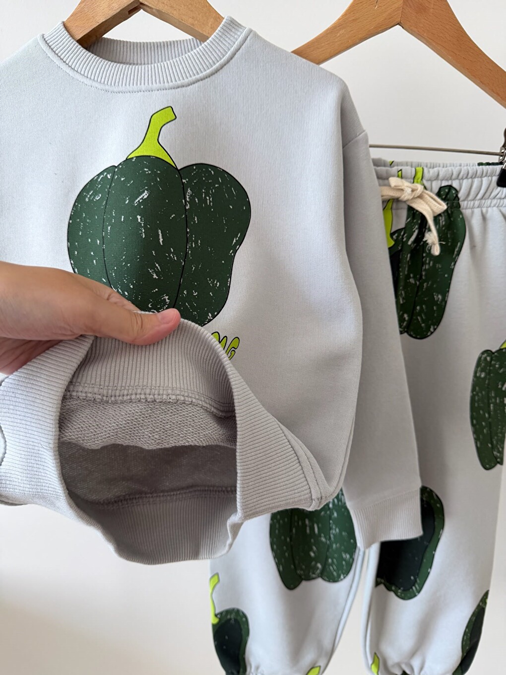 Çocuk Baskılı Gri Sweatshirt Ve Eşofman Altı Takımı-1