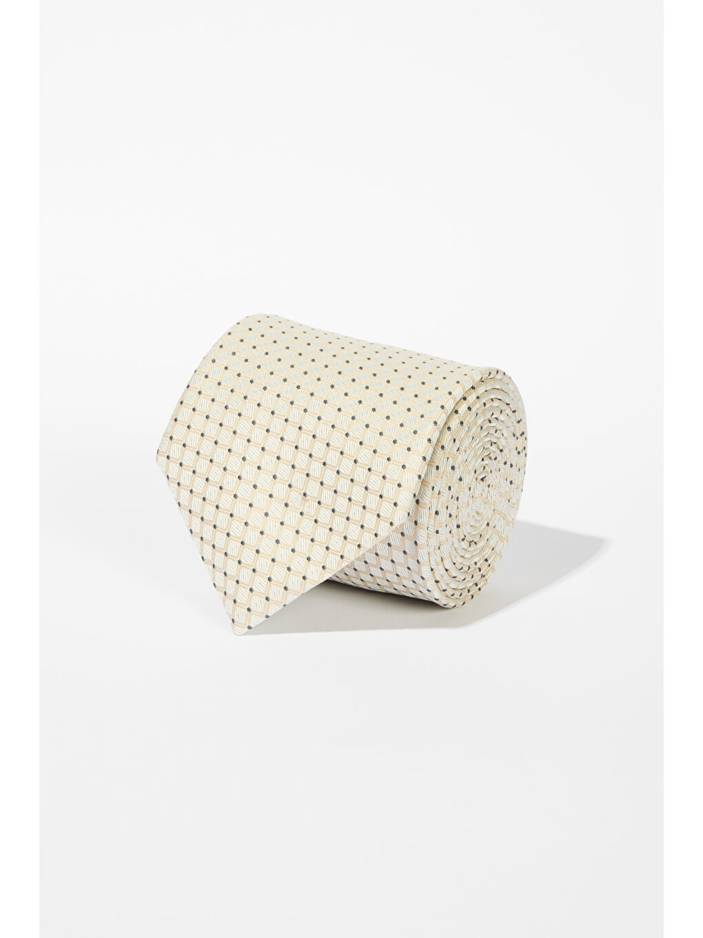 Erkek Bej-Lacivert Desenli Kravat