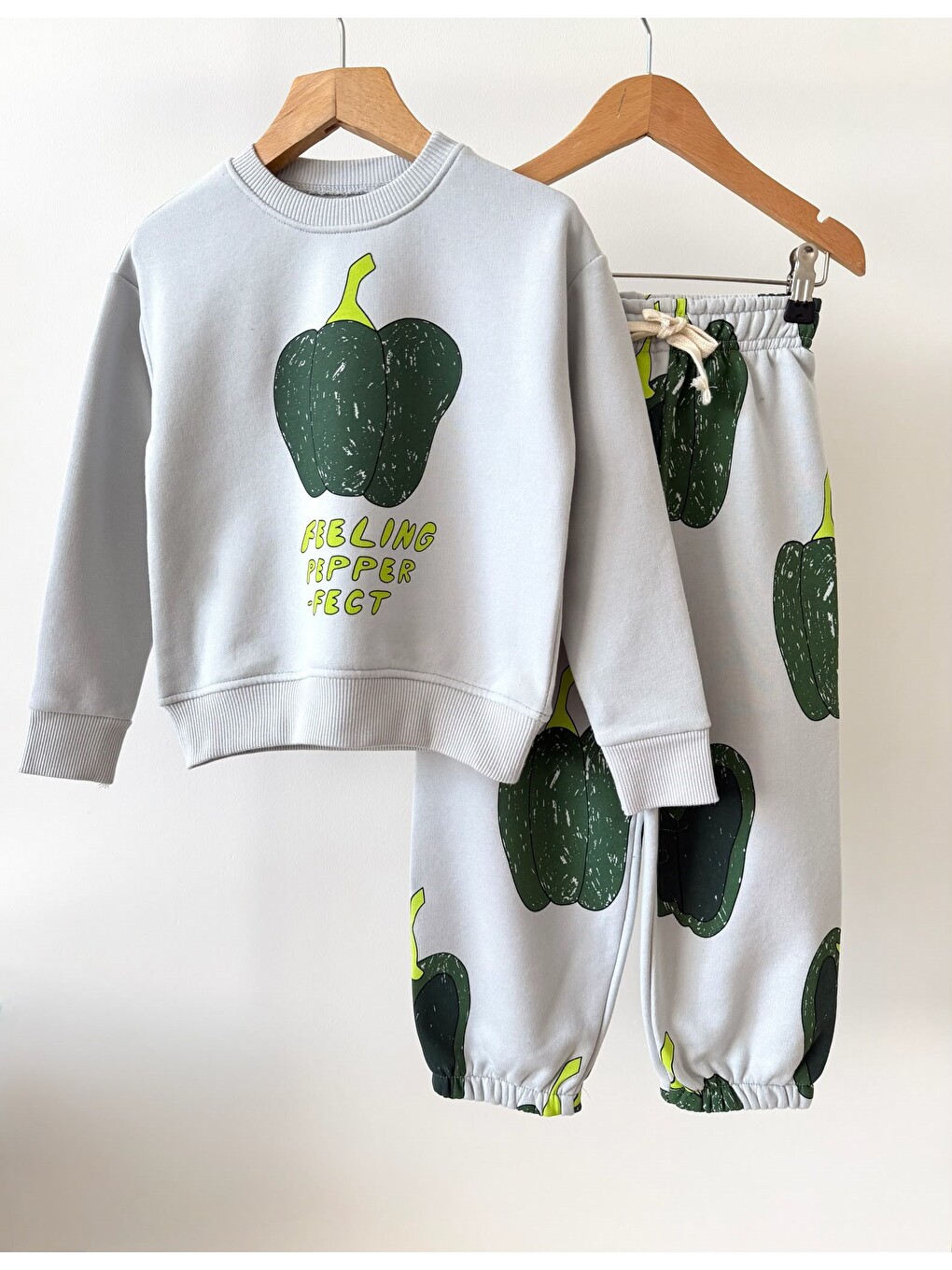 Çocuk Baskılı Gri Sweatshirt Ve Eşofman Altı Takımı-2