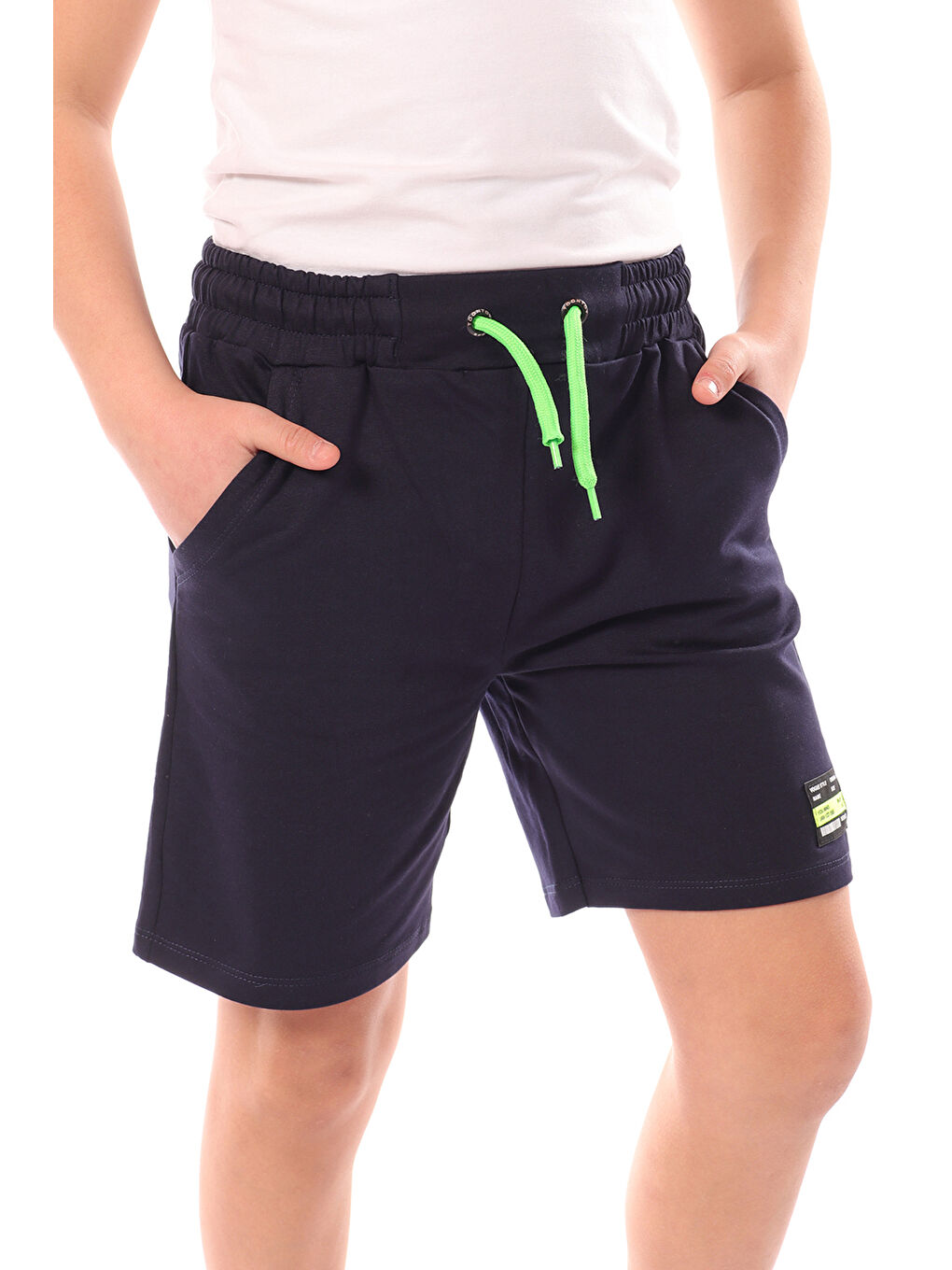 Lacivert Erkek Çocuk Paça Armalı Şort-2