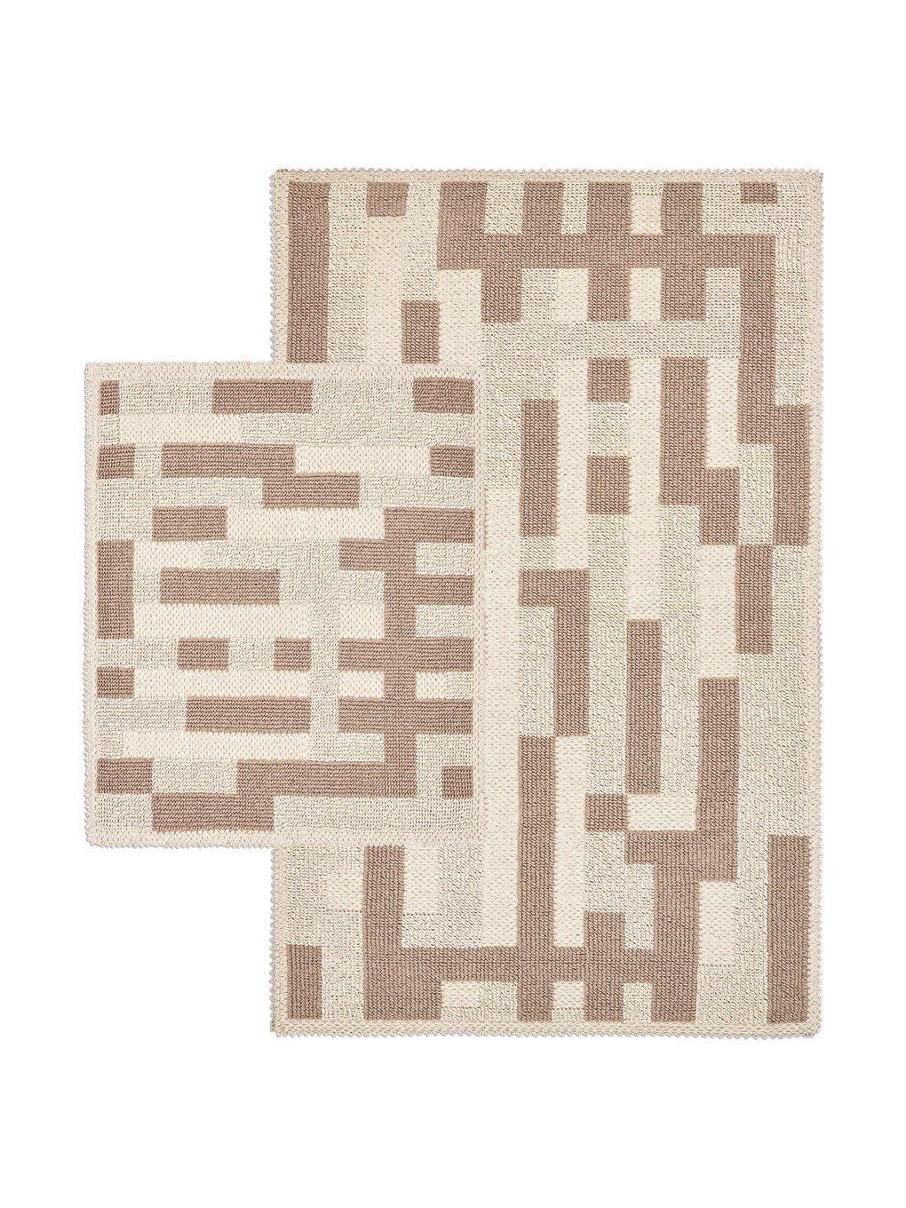 Maze Doğal Pamuklu 2'li Banyo Paspas Seti 60X100+50X60 Cm Bej