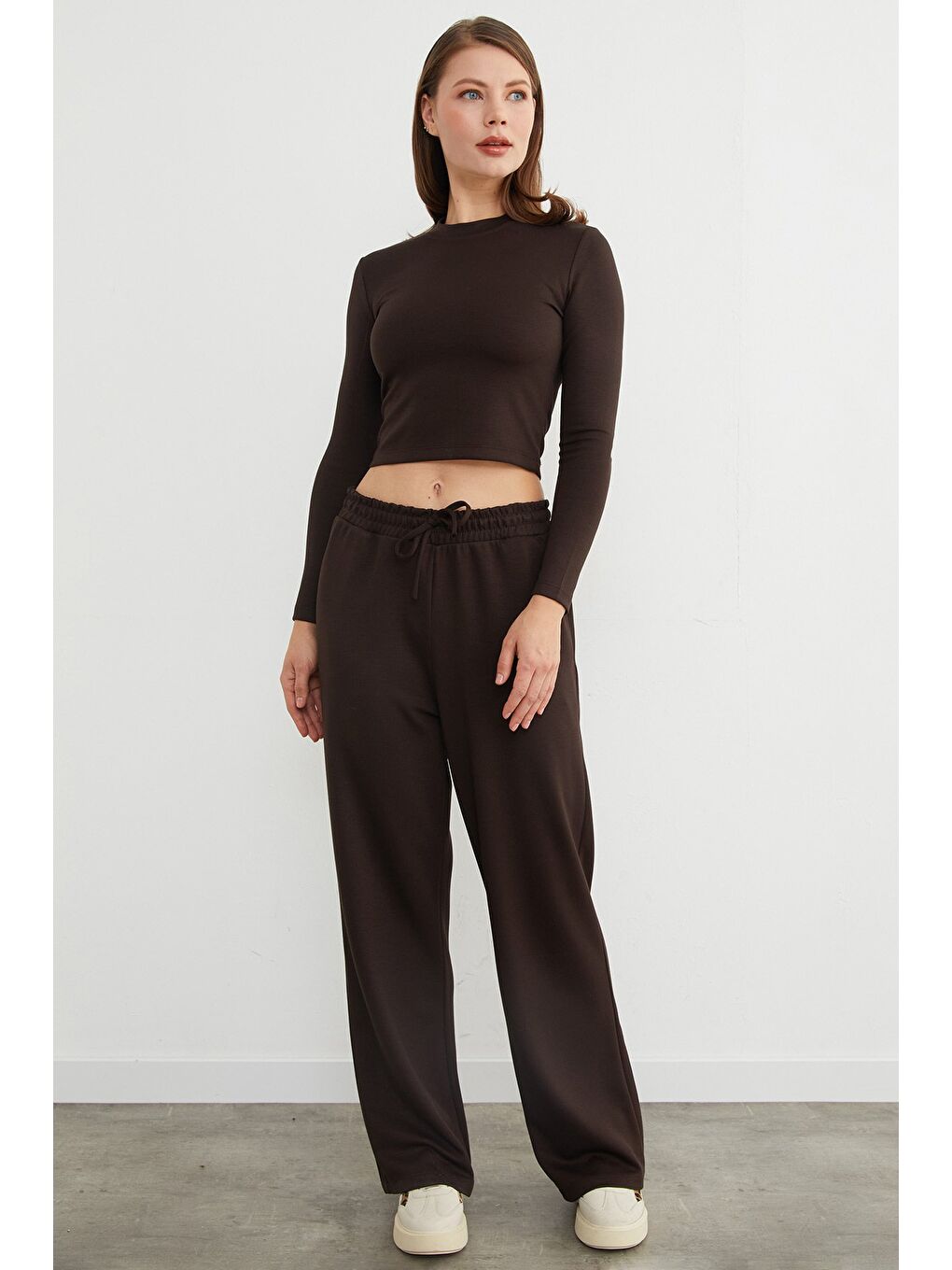 Kahverengi Basic Beli Bağlamalı 2 Li Modal Takım