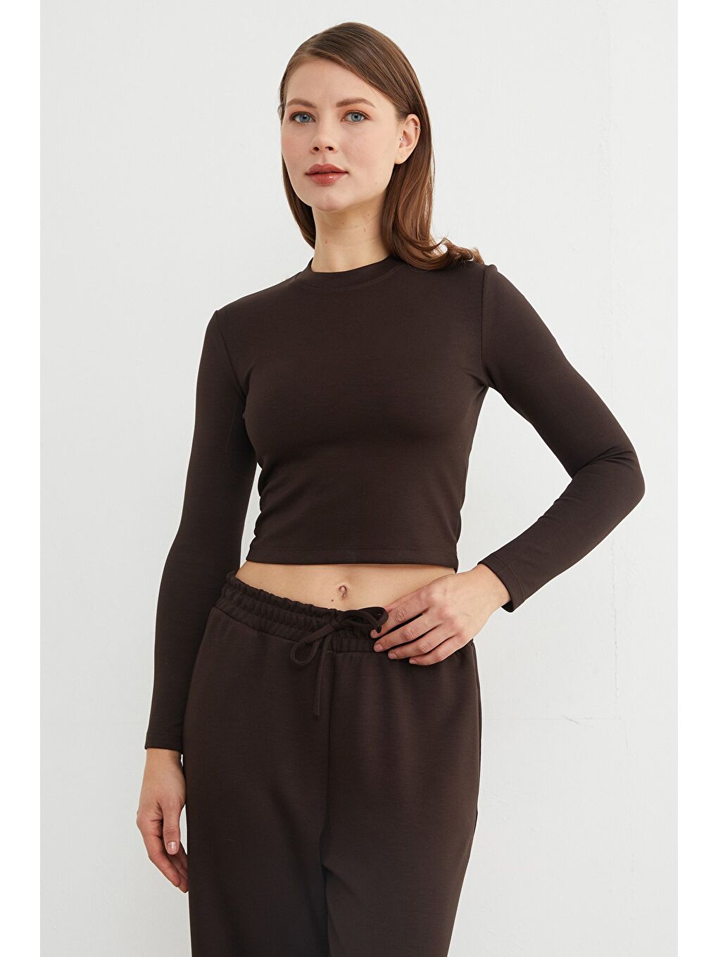 Kahverengi Basic Beli Bağlamalı 2 Li Modal Takım-1