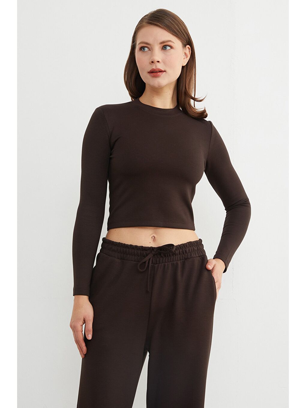 Kahverengi Basic Beli Bağlamalı 2 Li Modal Takım-2