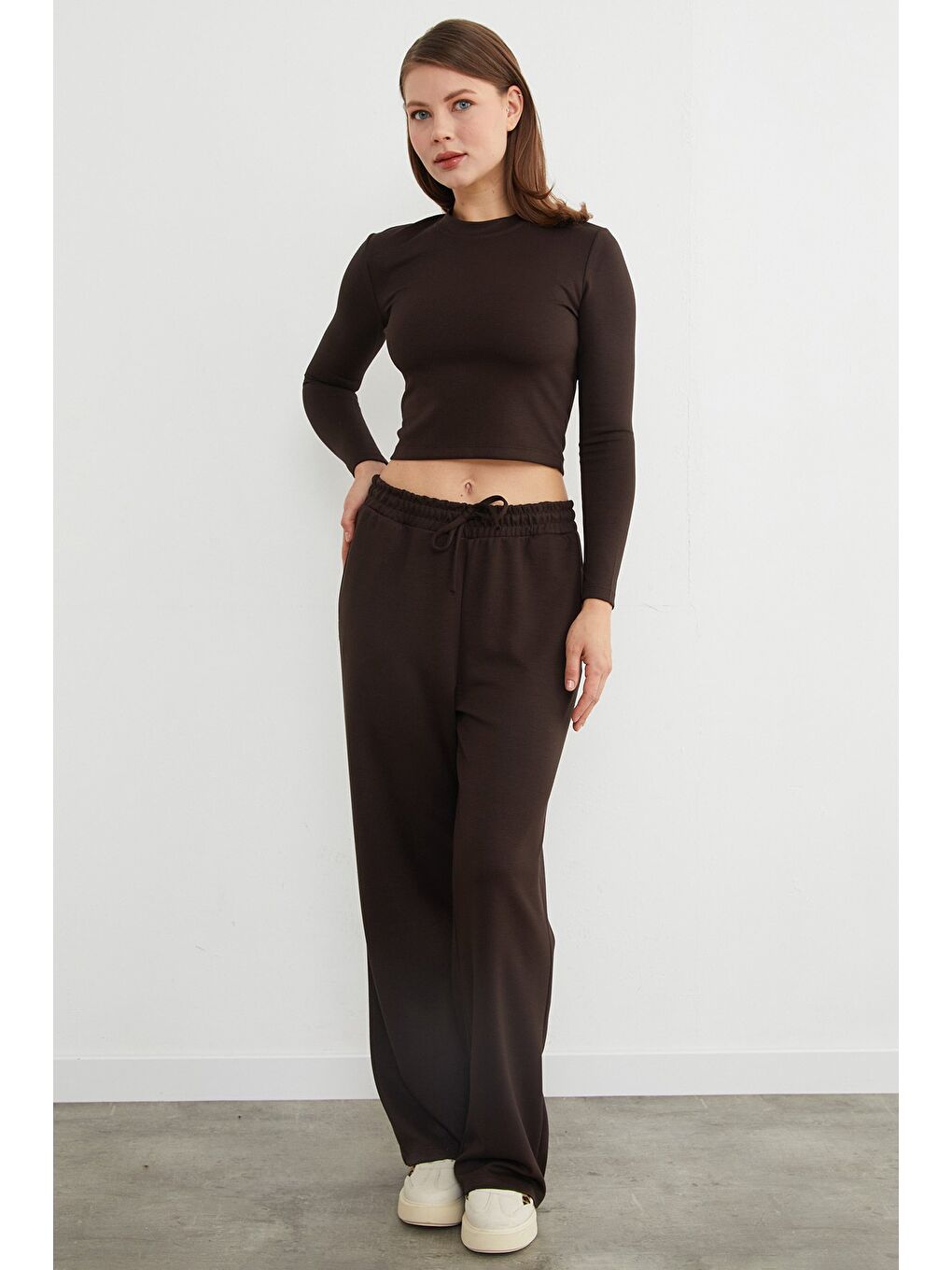 Kahverengi Basic Beli Bağlamalı 2 Li Modal Takım-3