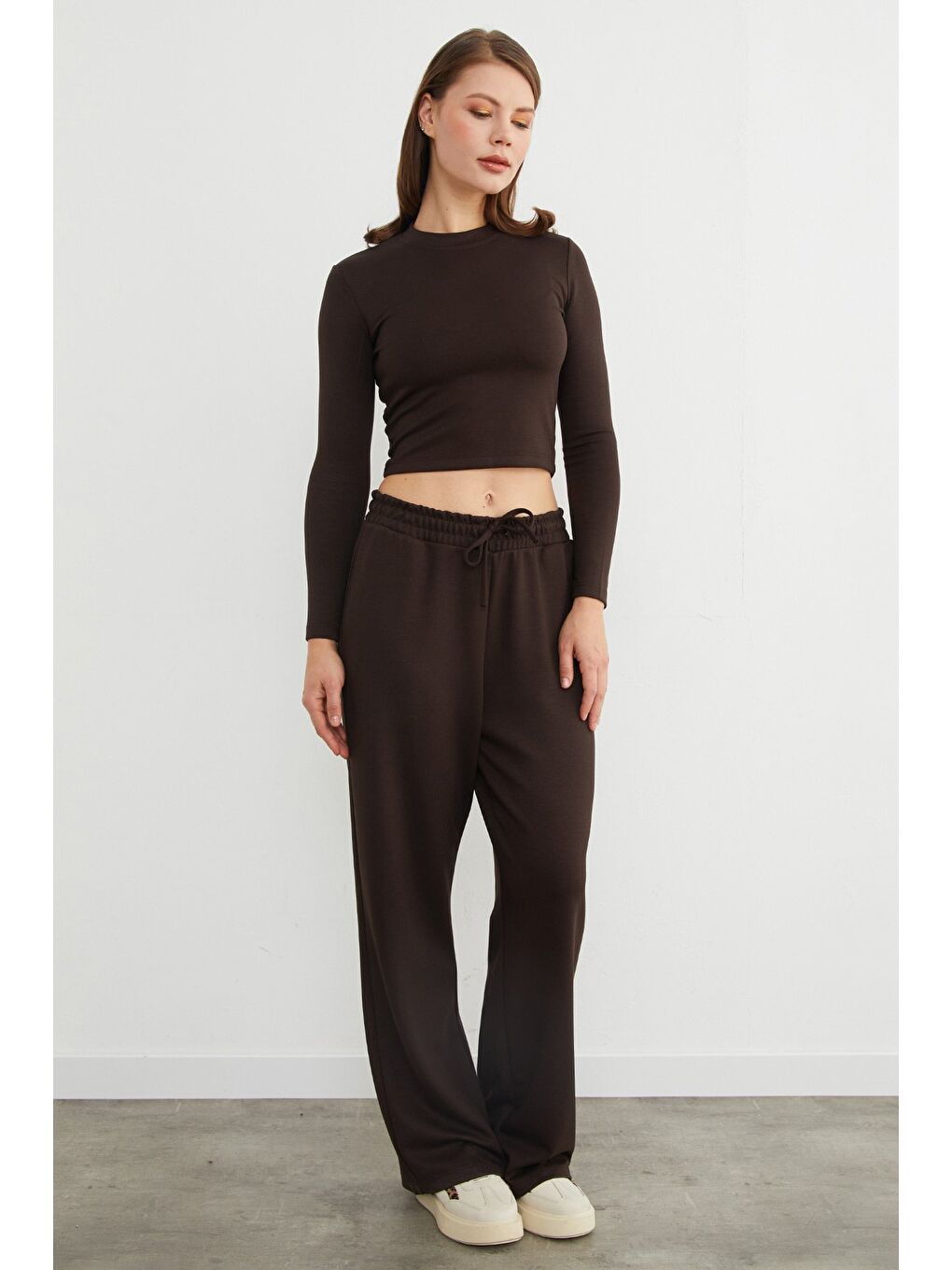 Kahverengi Basic Beli Bağlamalı 2 Li Modal Takım-4