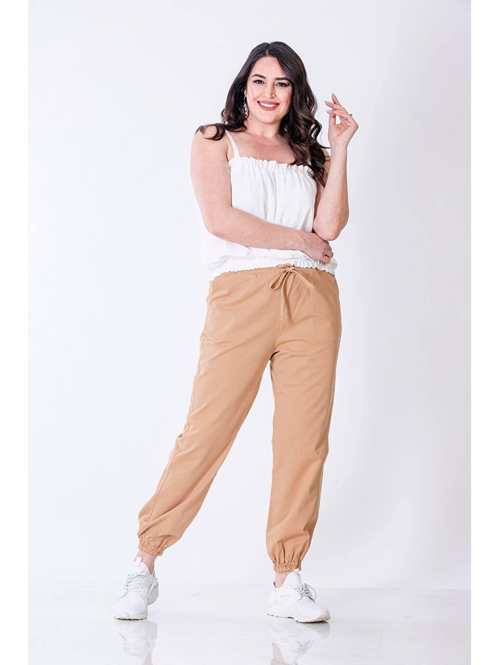 Mylinemoda Bej Cep Detaylı Jogger Pantolon