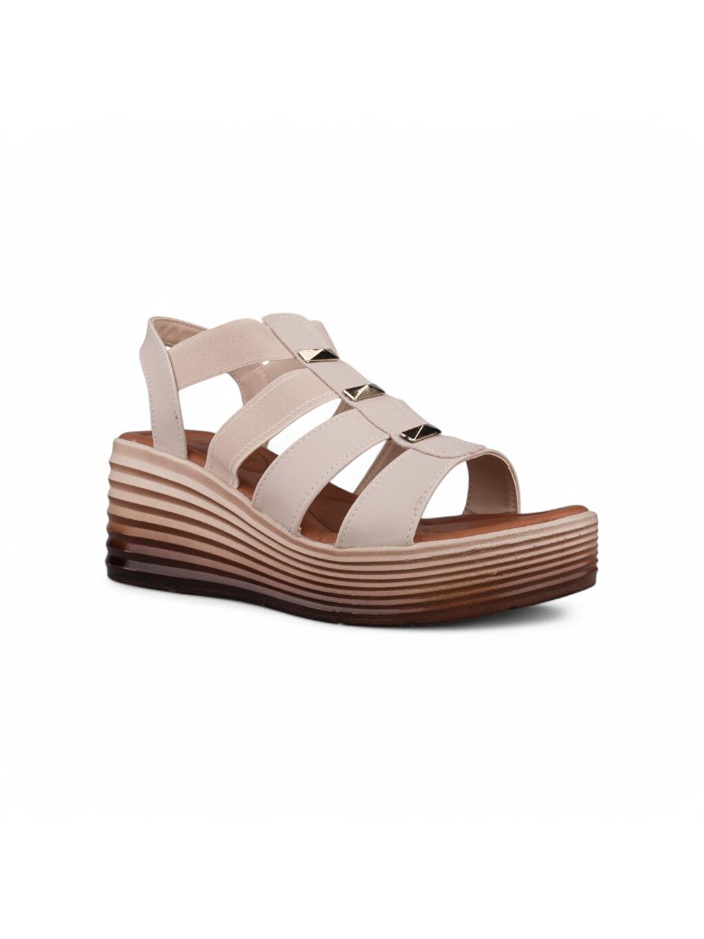 Kadın Günlük Sandalet - Bej, Deri